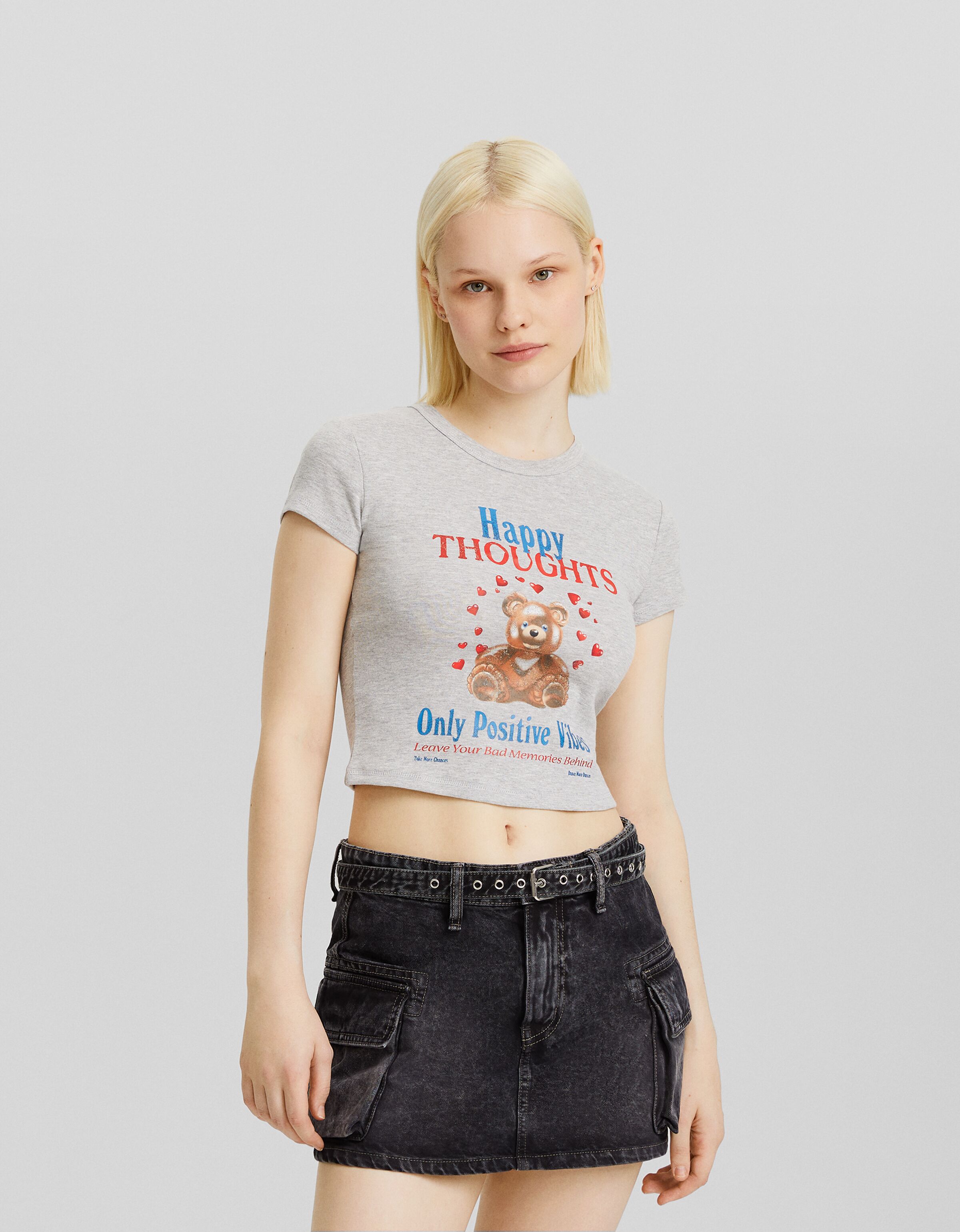 Camiseta manga corta rib print