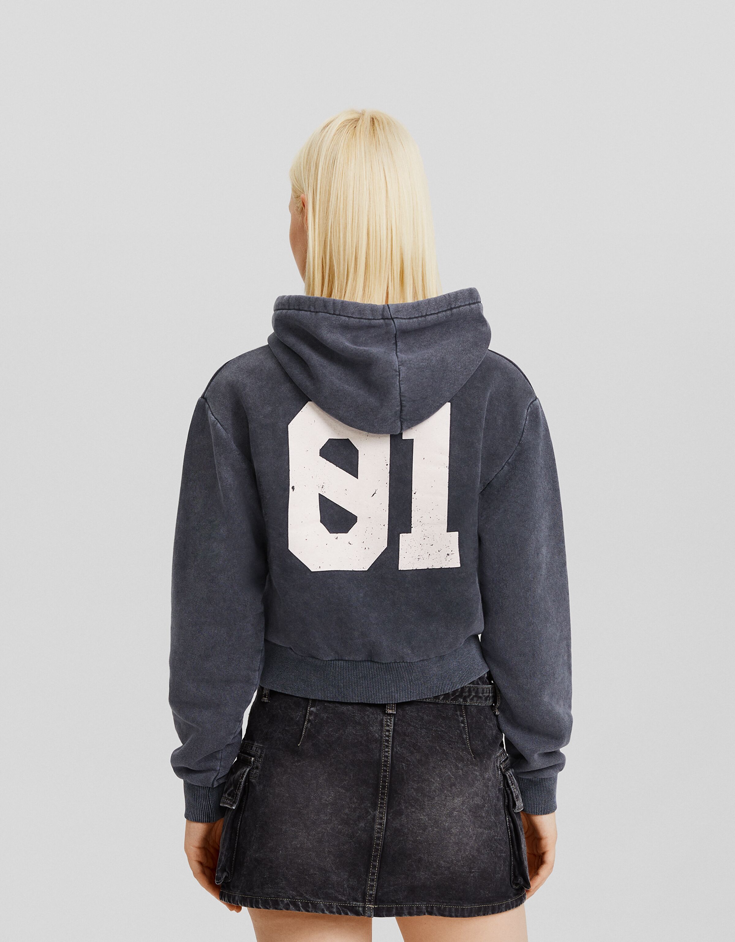 Sudadera capucha efecto lavado print