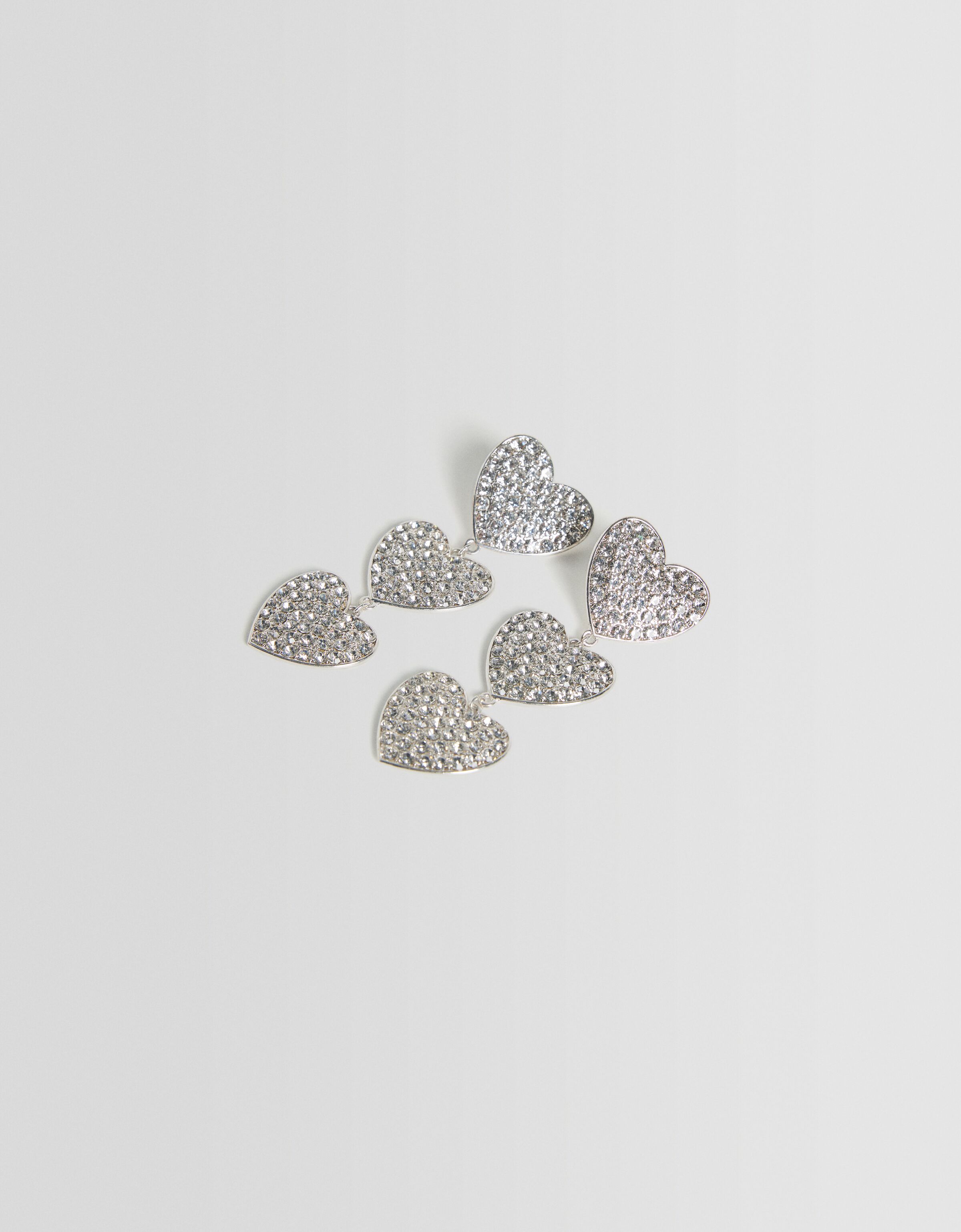 Pendientes cascada corazón pedrería