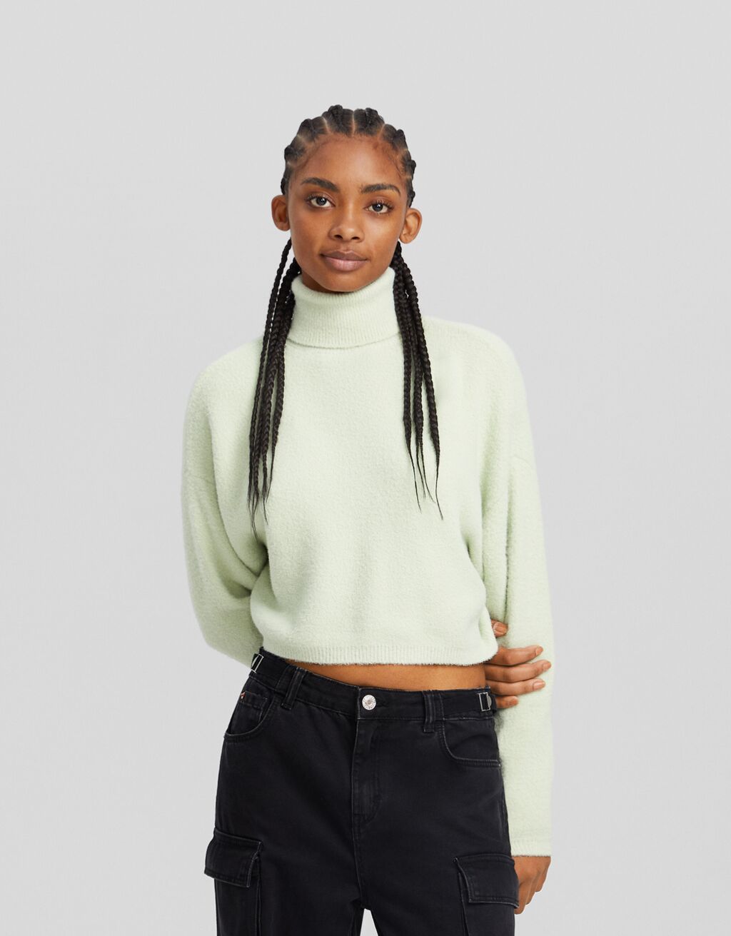 Jersey cropped cuello subido