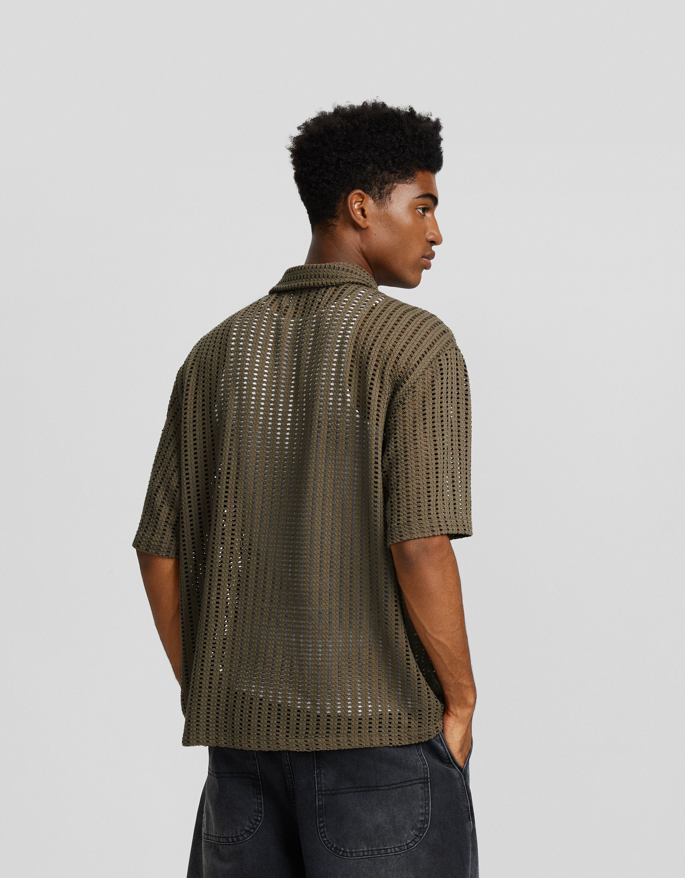 Camisa manga corta rústica cremallera