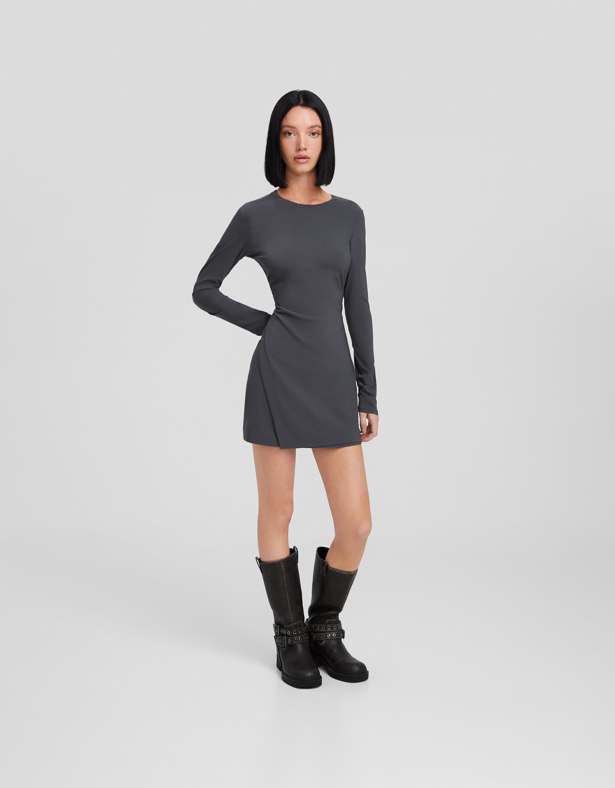 Vestido mini manga larga bengalina