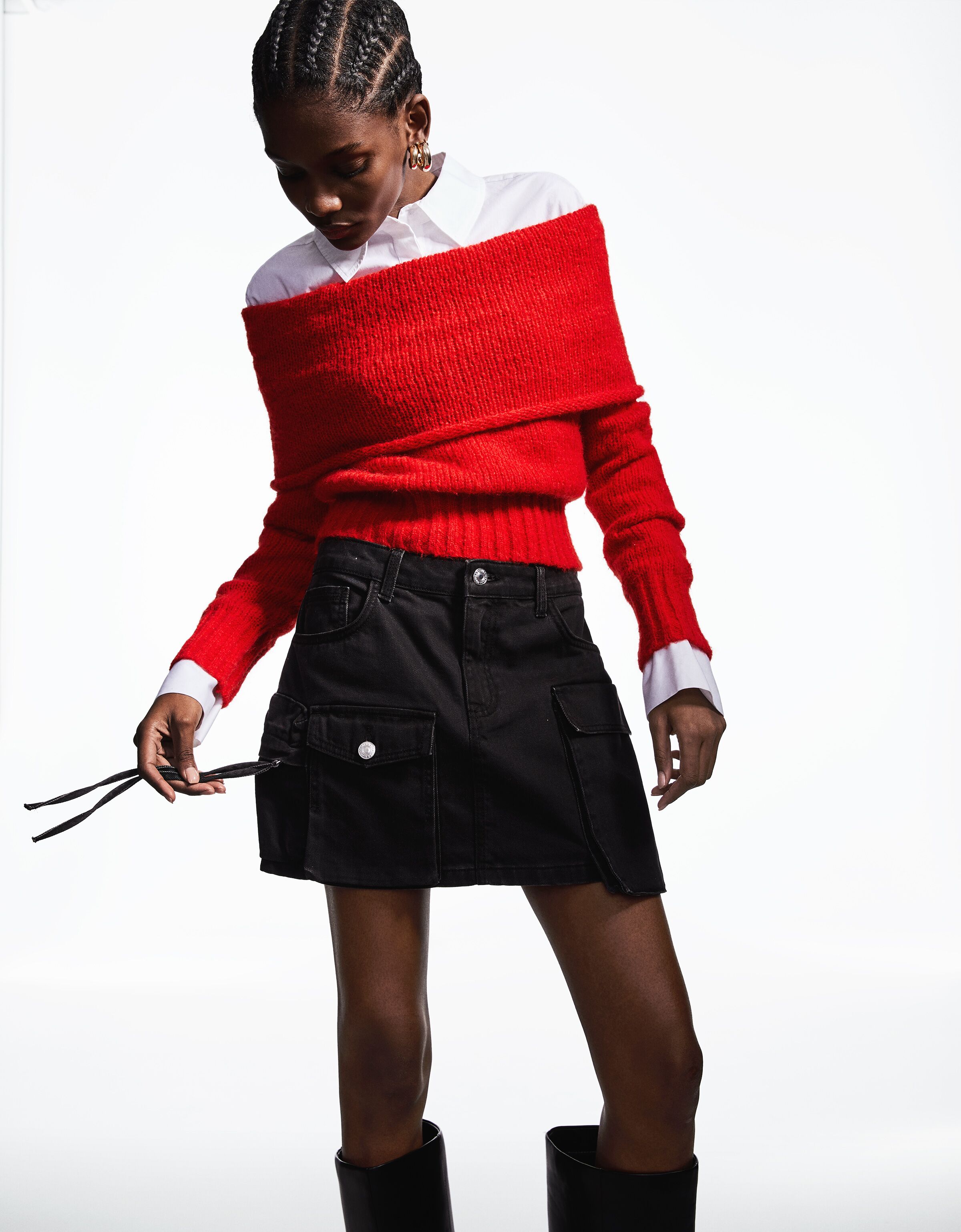 Falda mini sarga multipocket