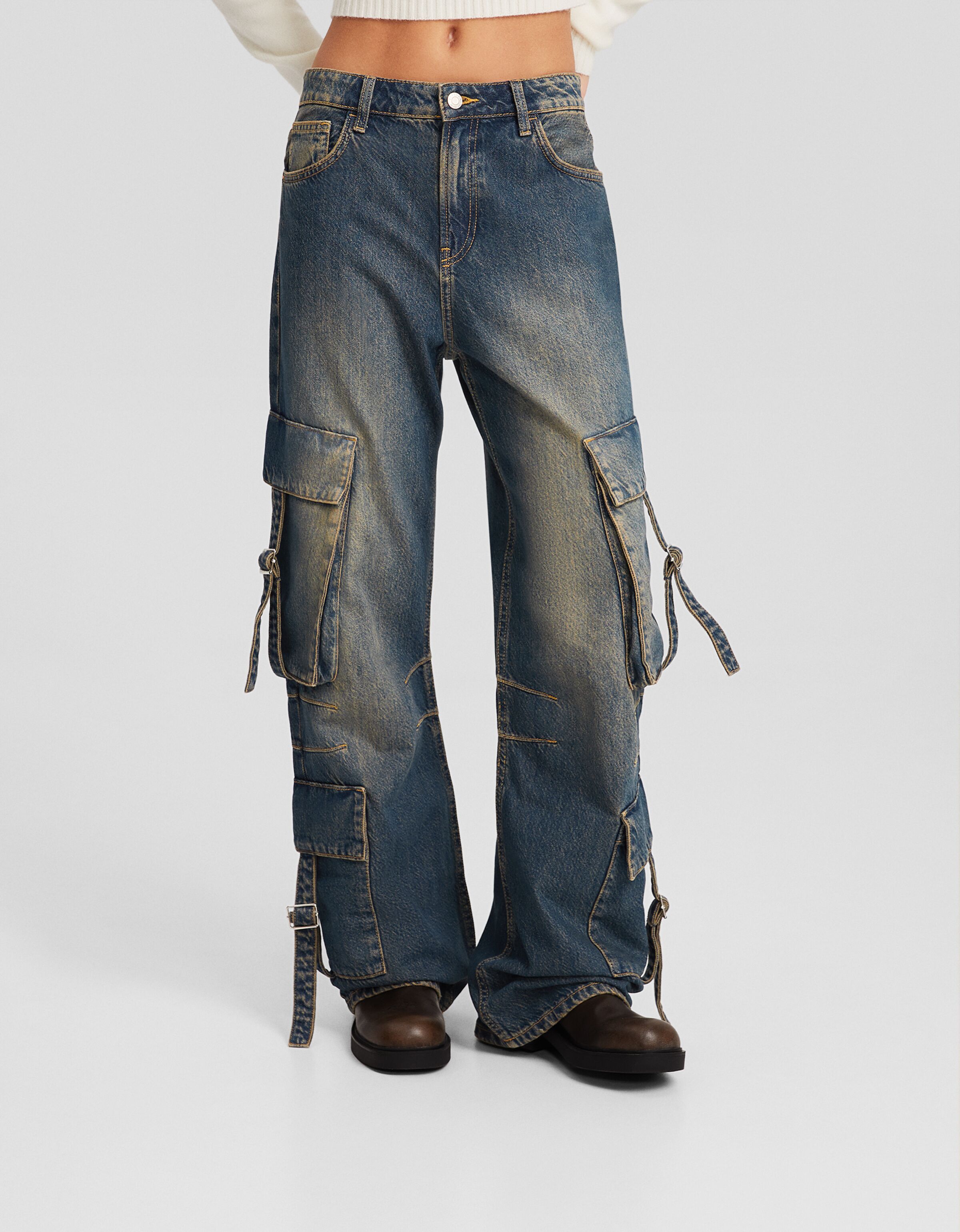 Jeans baggy cargo tiras