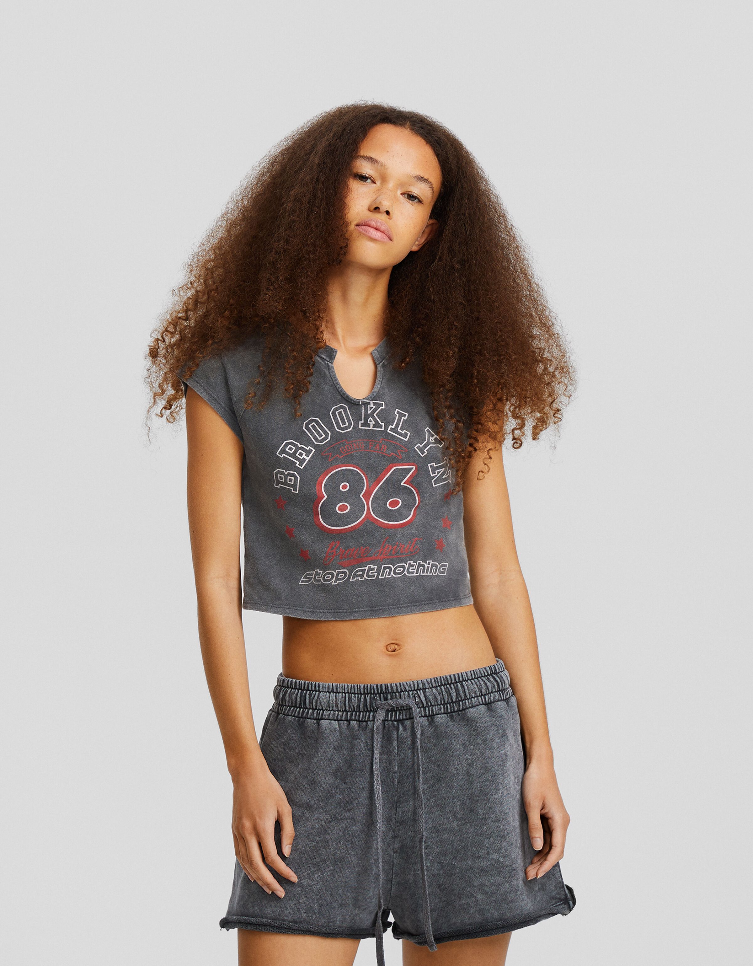 Camiseta manga corta efecto lavado print