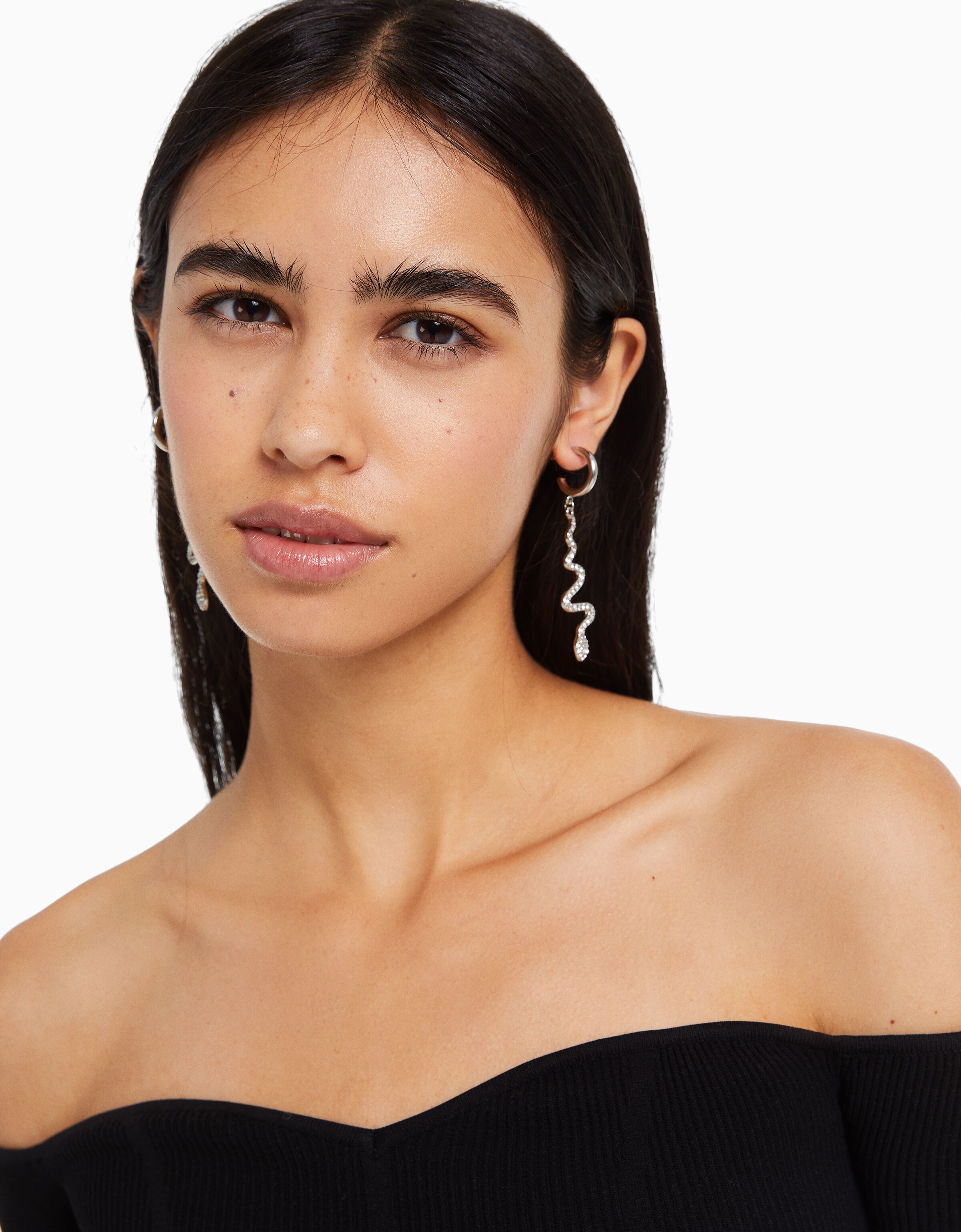 Set 6 pendientes aros cascada cruz