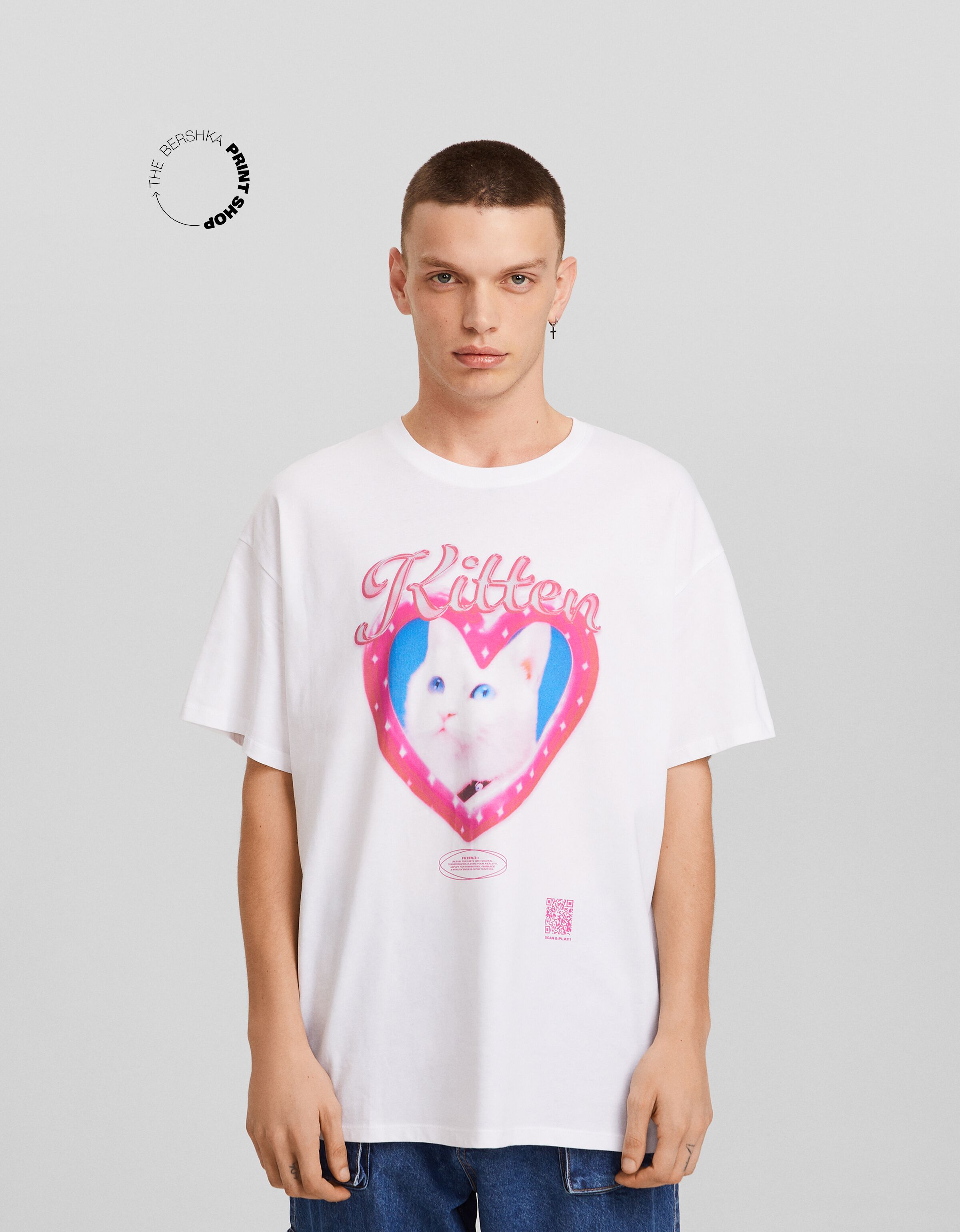 Camiseta Bershka Wearable Art manga corta print