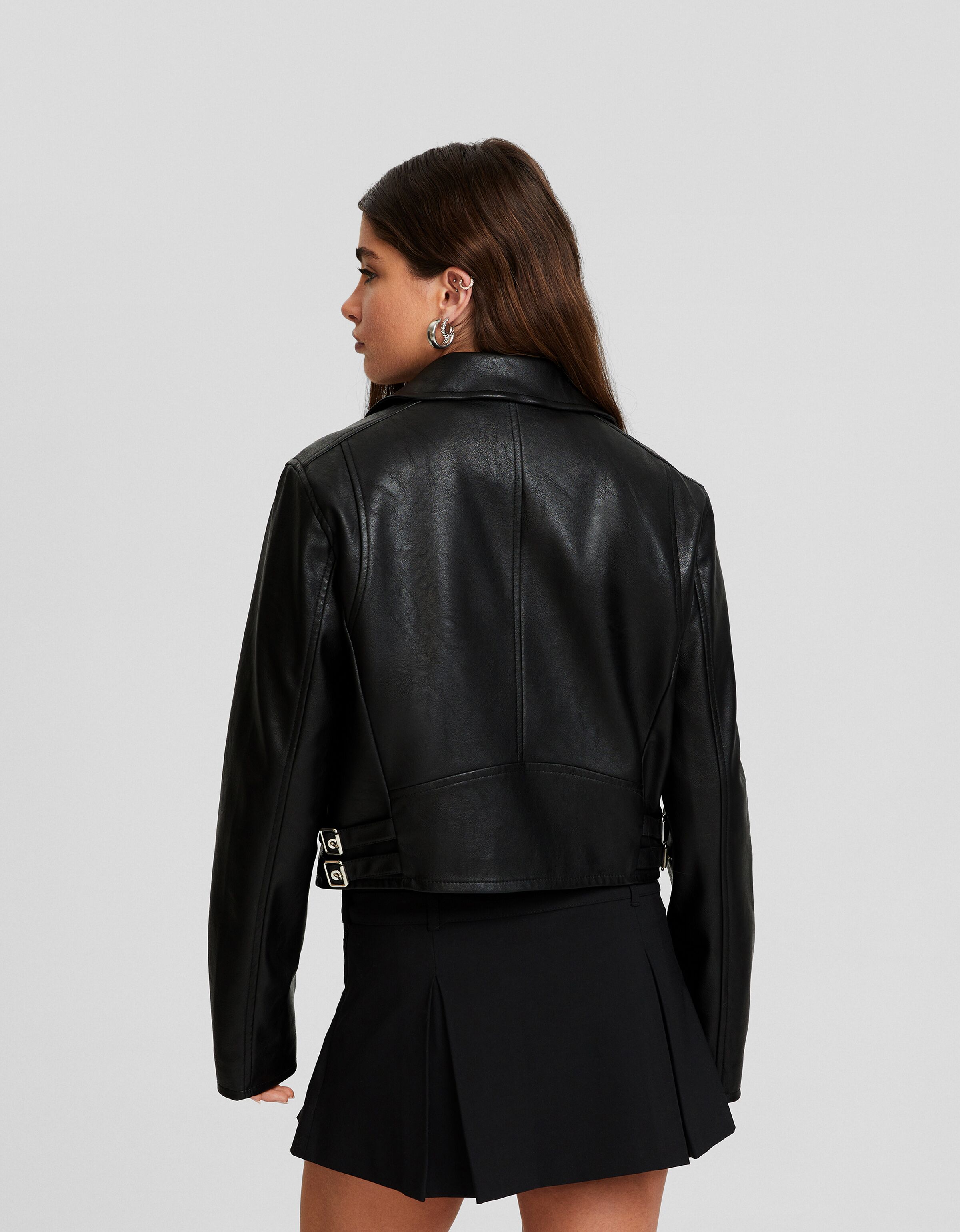 Cazadora biker efecto piel