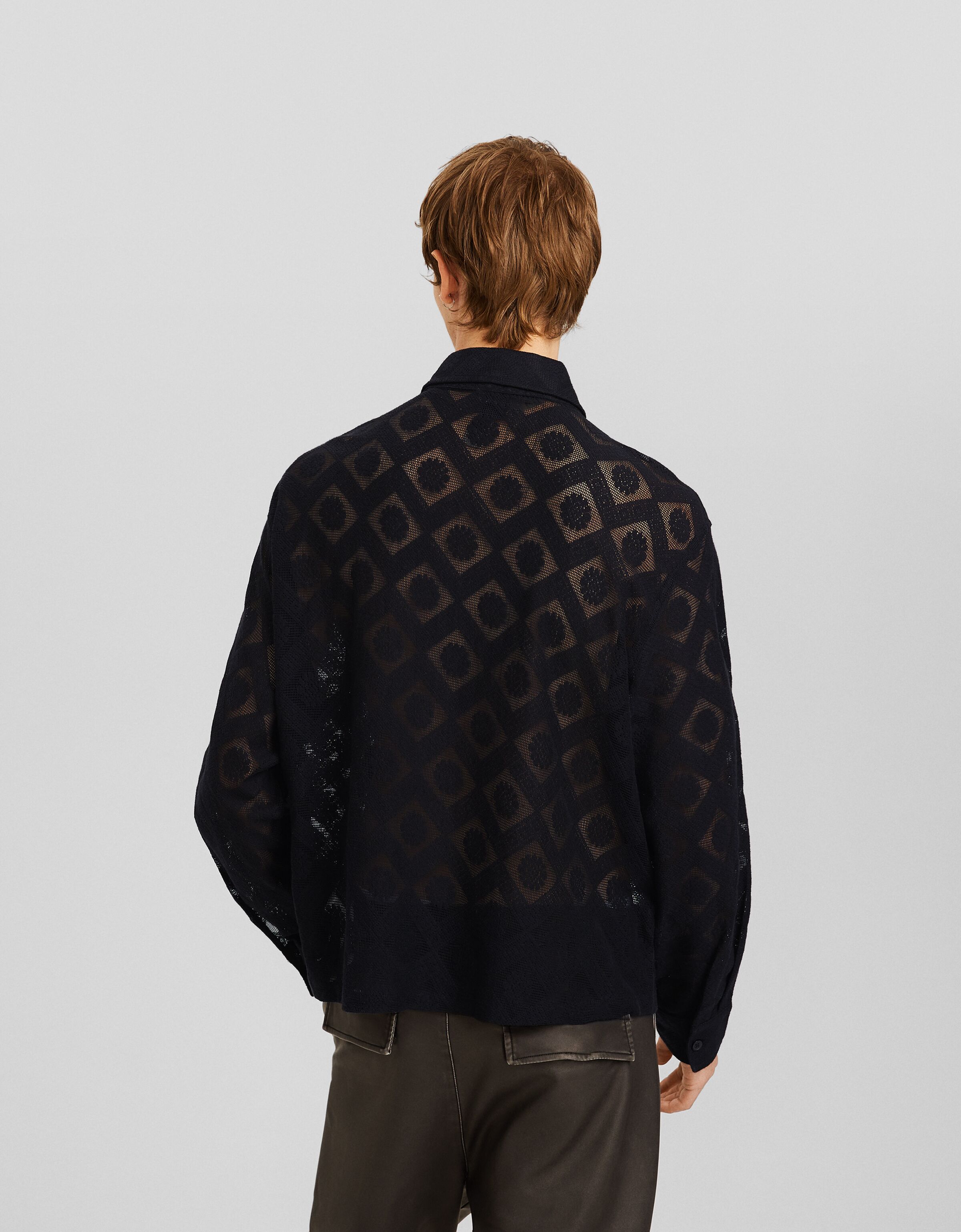 Camisa manga larga encaje cremallera