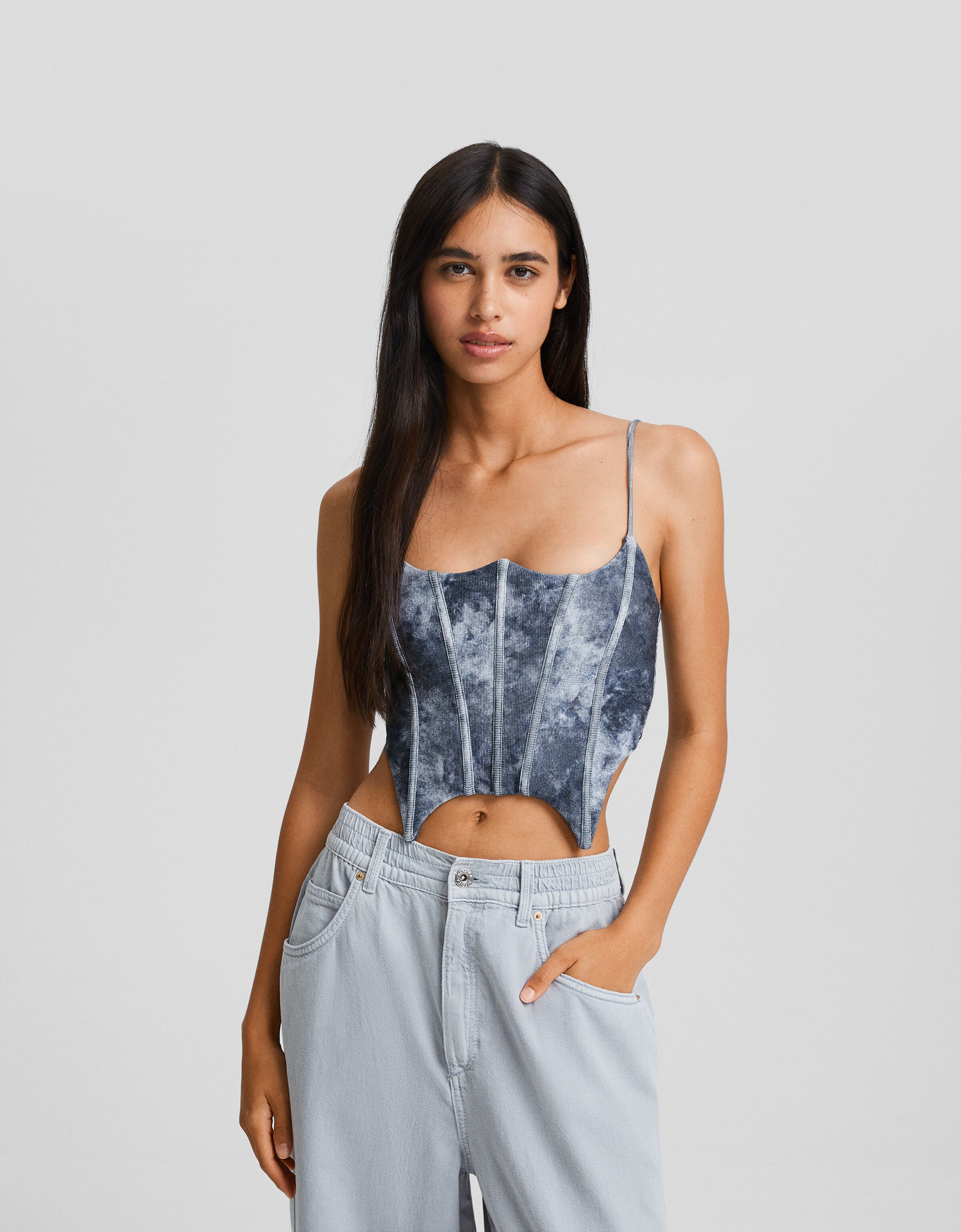 Top corsé tirantes rib