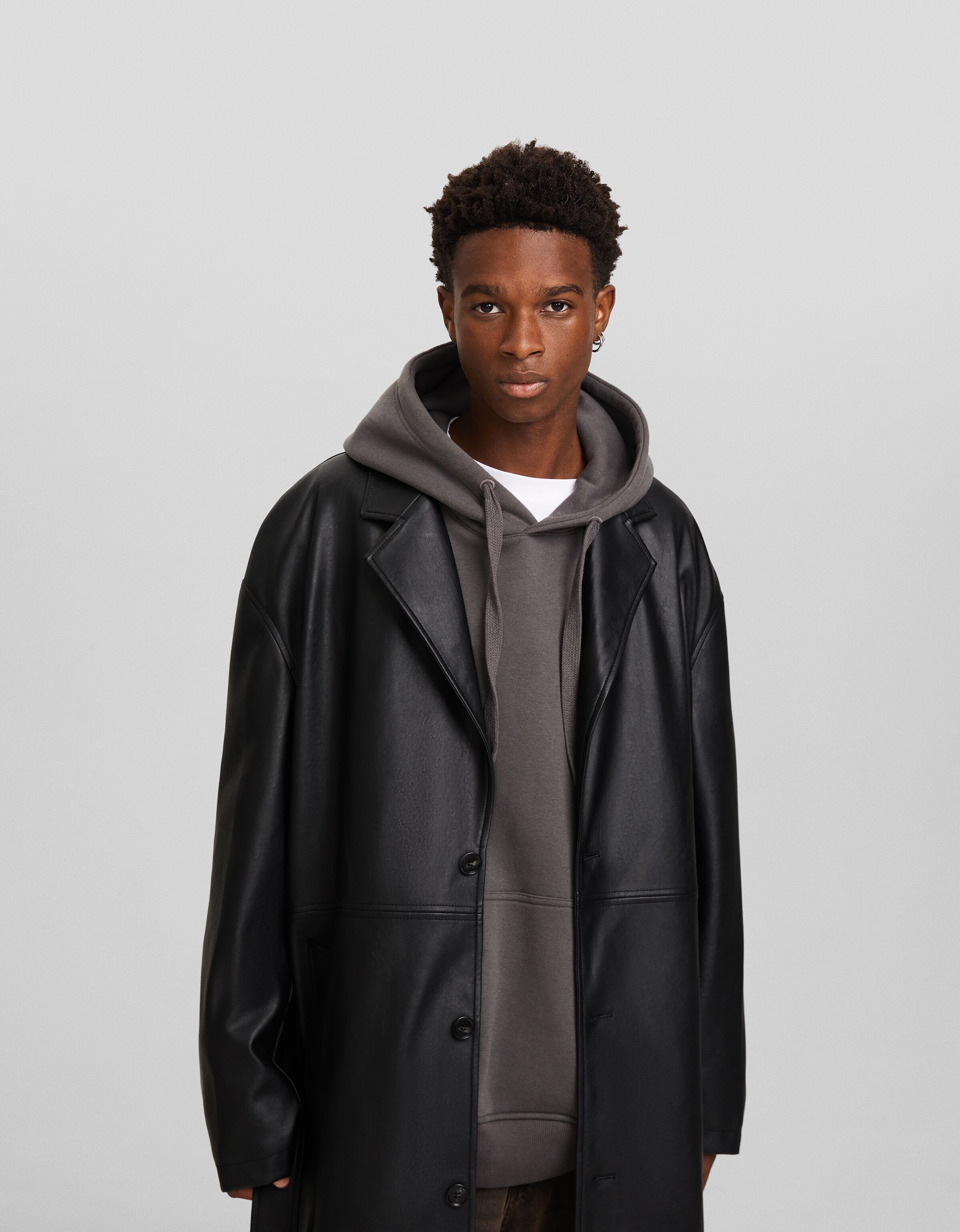 Abrigo efecto piel cinturón