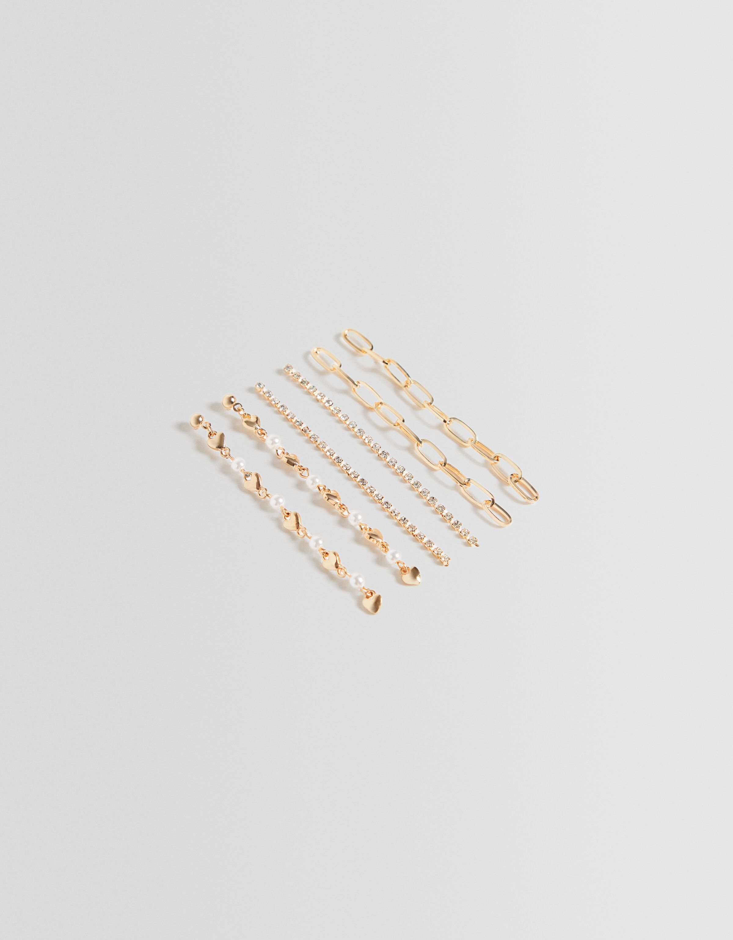 Set 3 pendientes cascada corazón