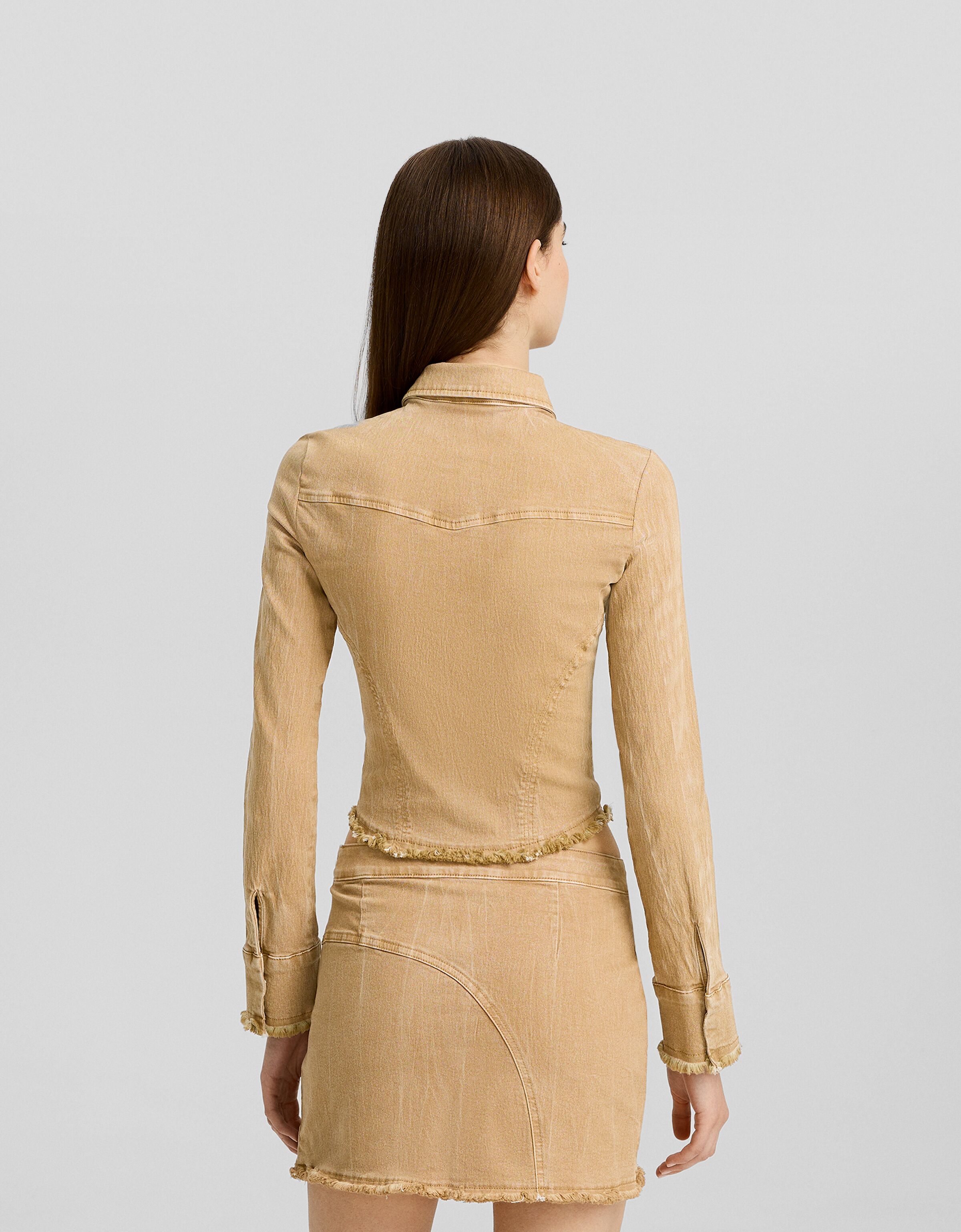 Camisa manga larga sarga desflecada