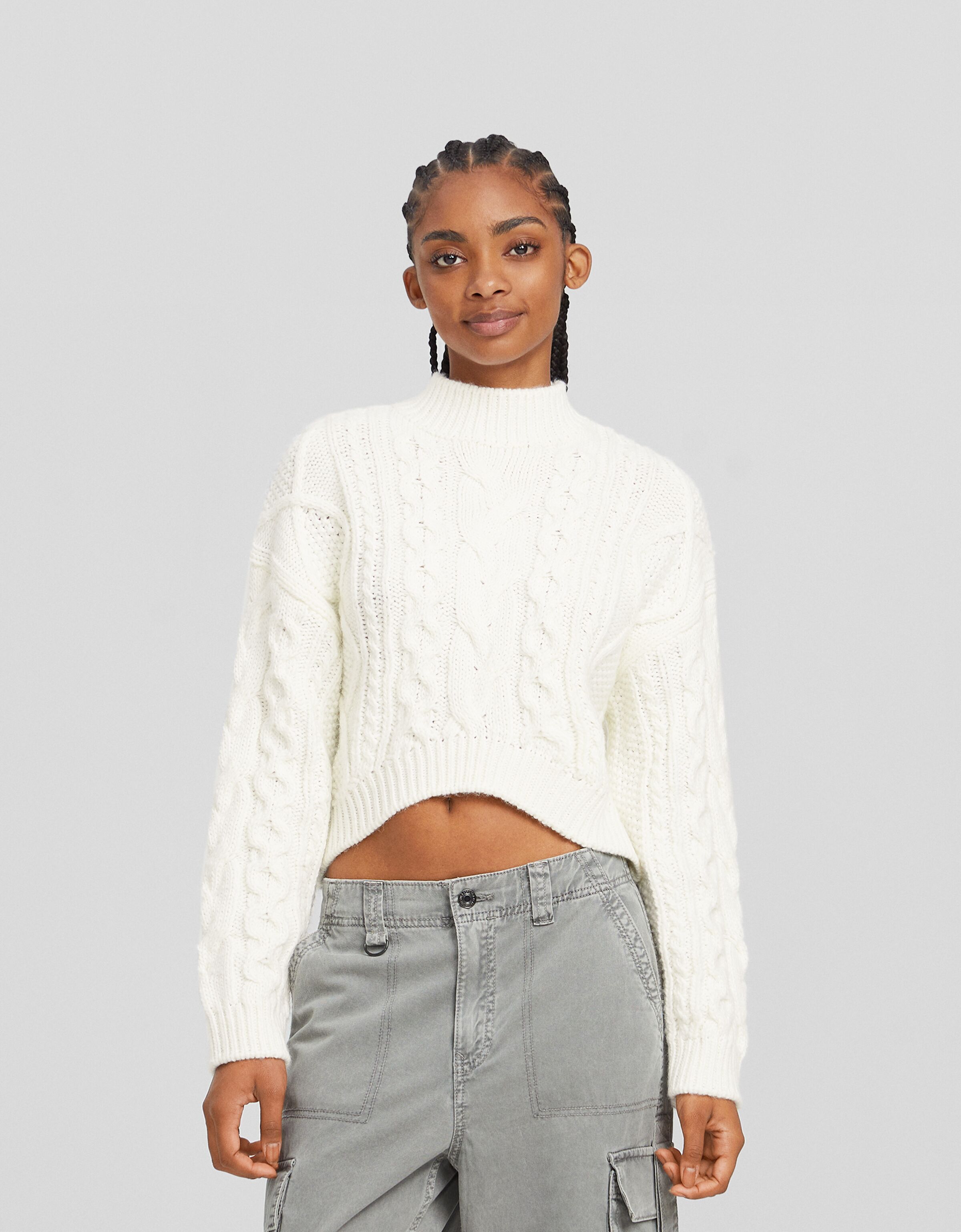 Jersey cuello subido trenzas