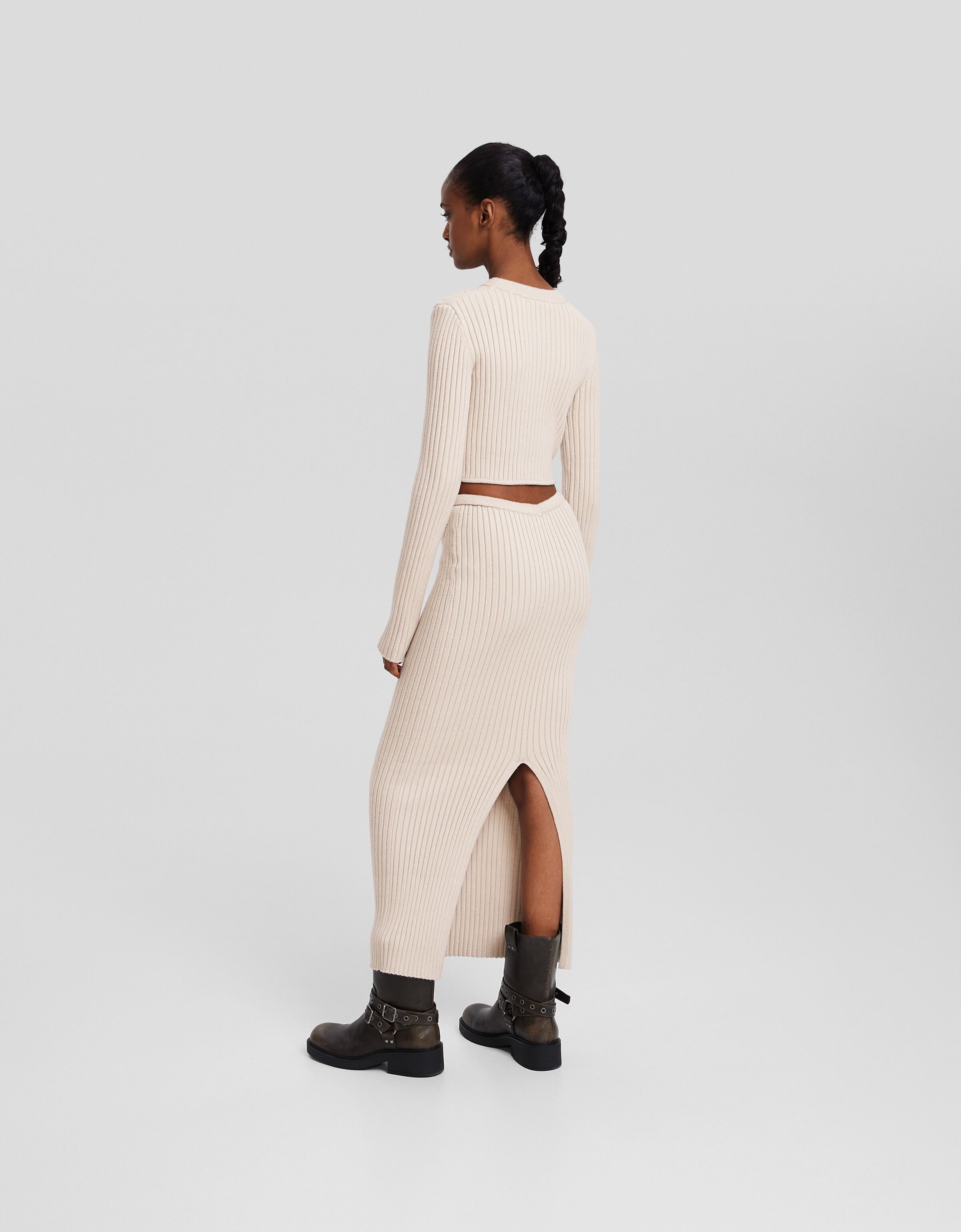 Jersey cropped punto rib