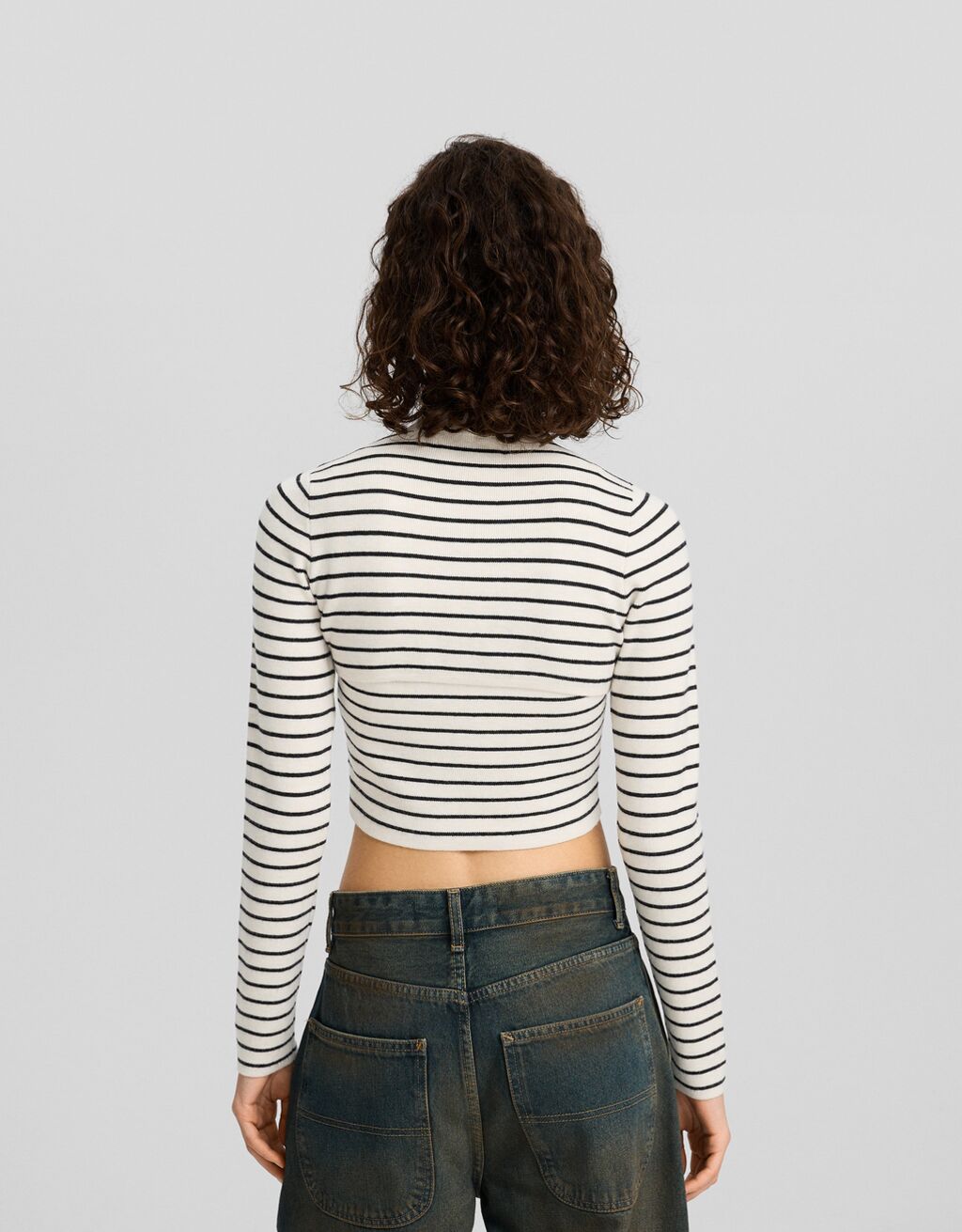 Jersey manguitos cuello subido cropped rayas