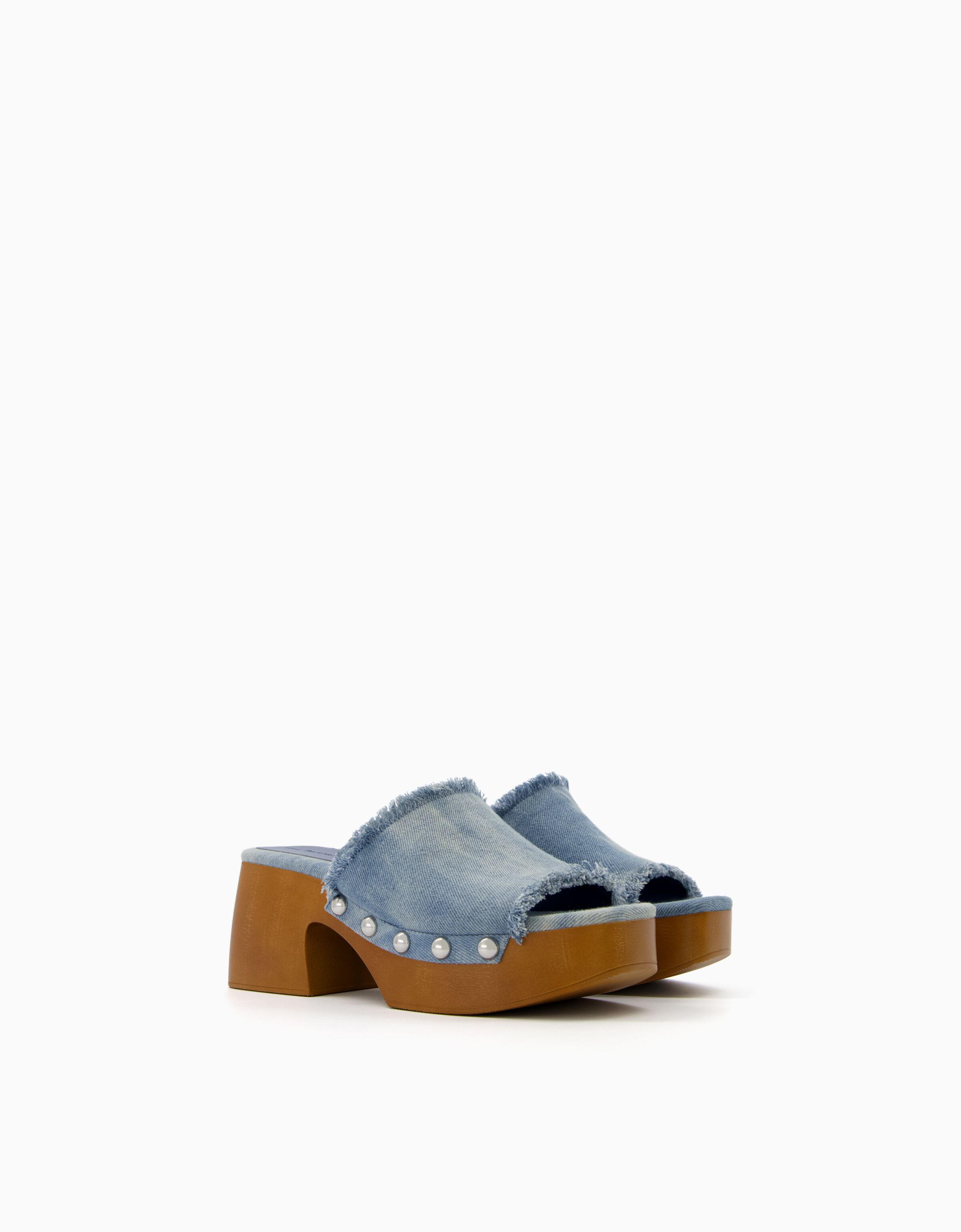 Sandalia tacón plataforma denim