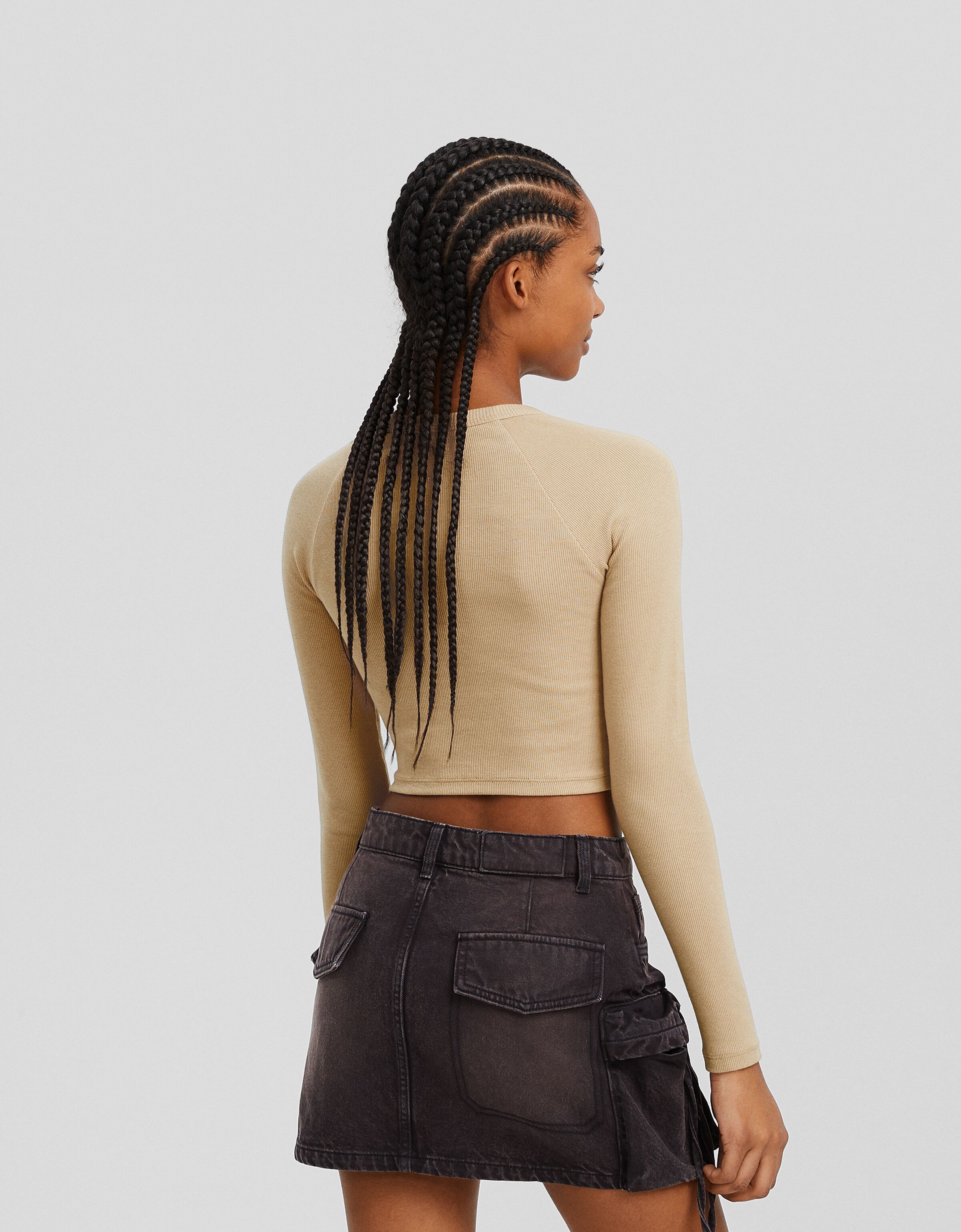 Camiseta manga larga rib print