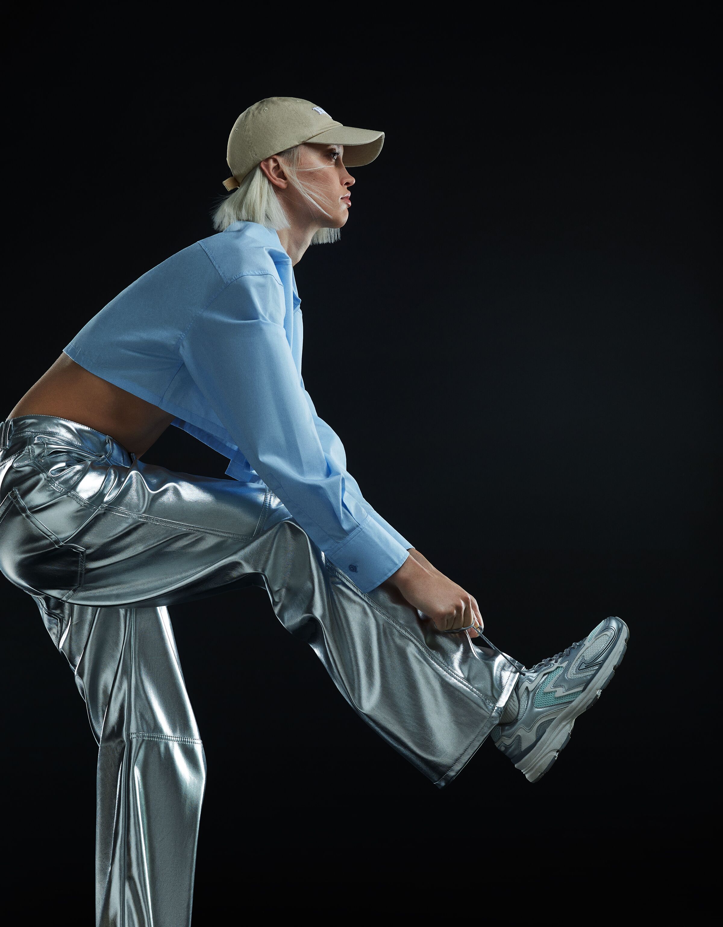 Zapatillas combinadas rejilla detalles metalizados