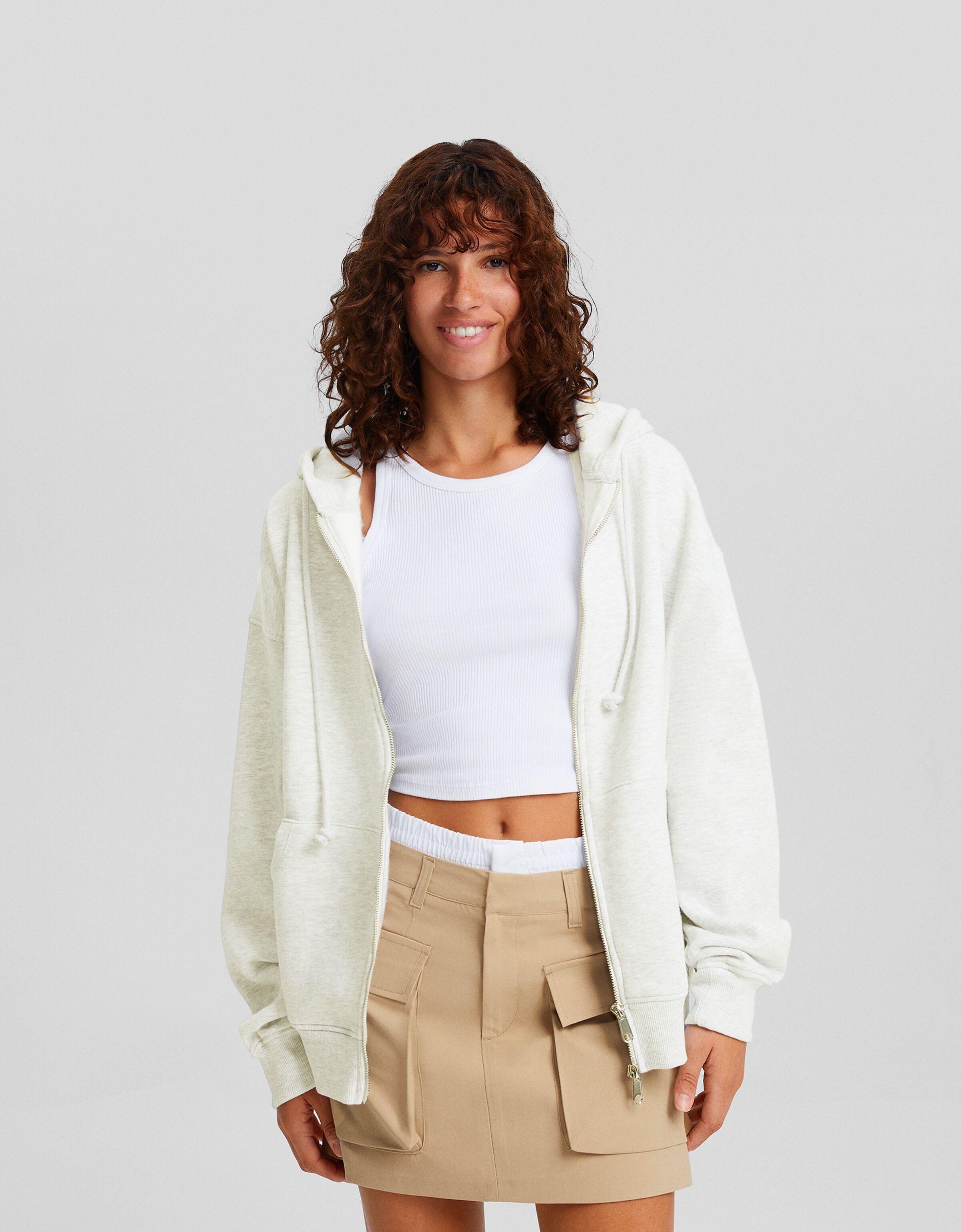 Sudadera cremallera capucha oversize