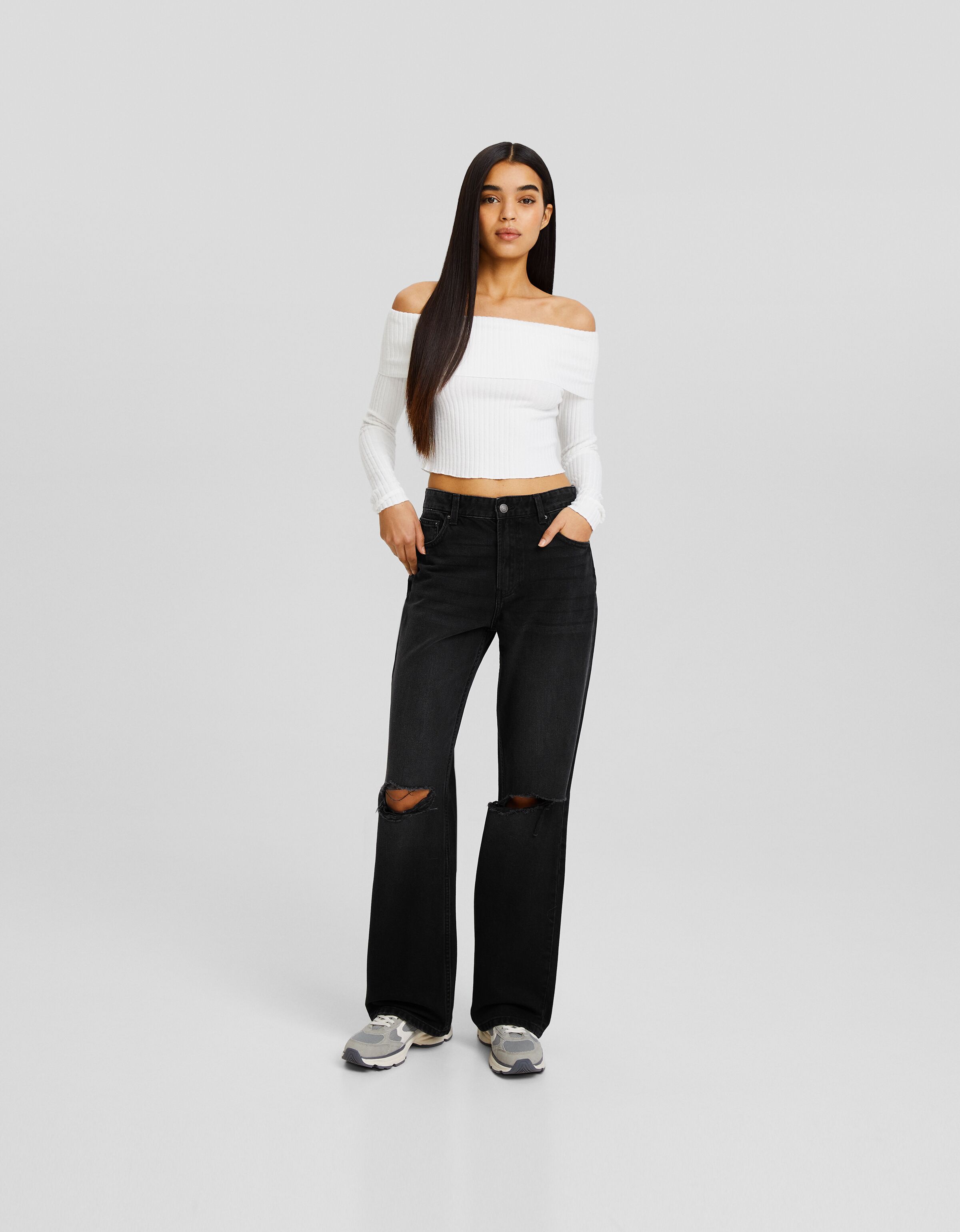Jeans 90's wide leg rotos