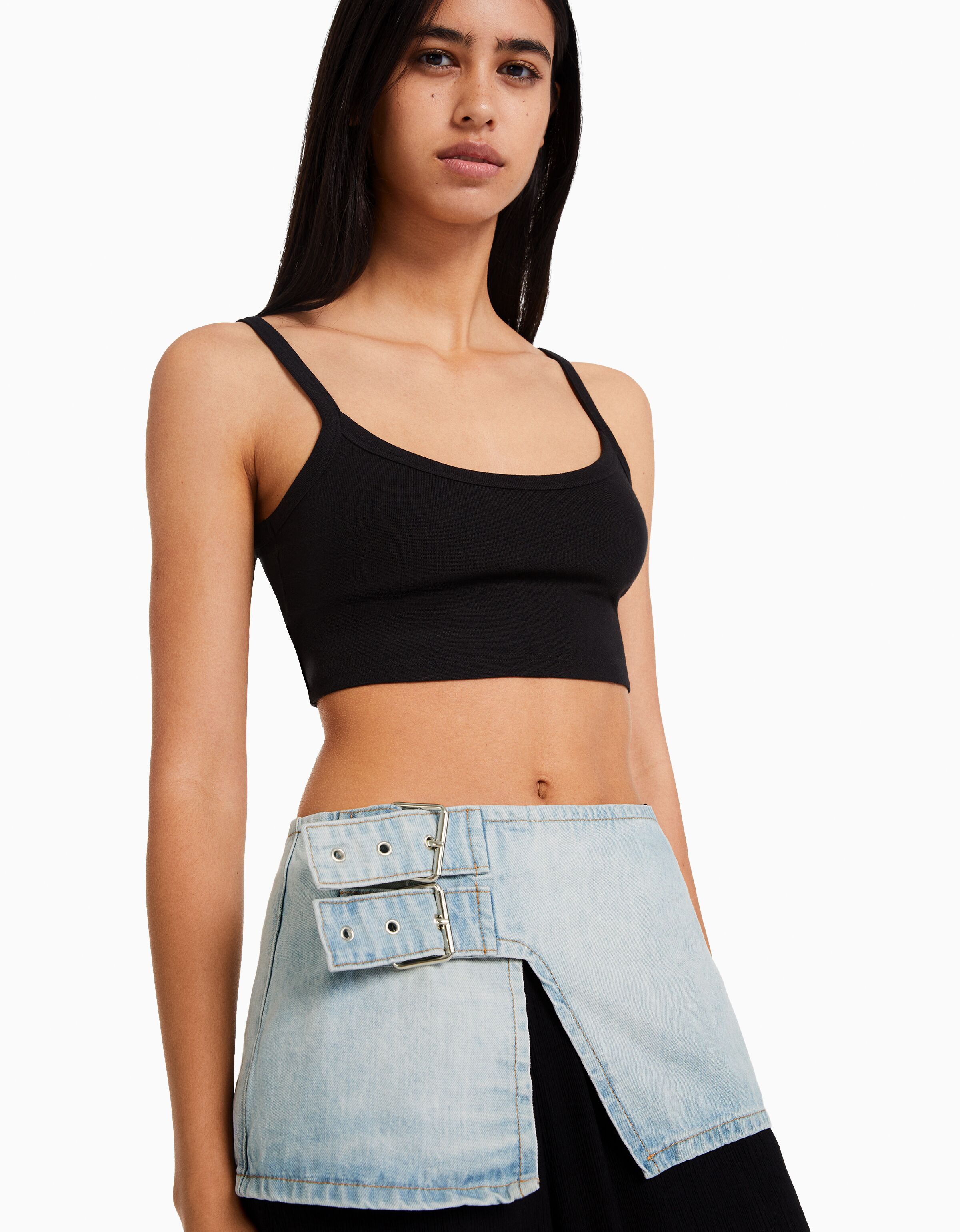 Cinturón falda denim hebillas