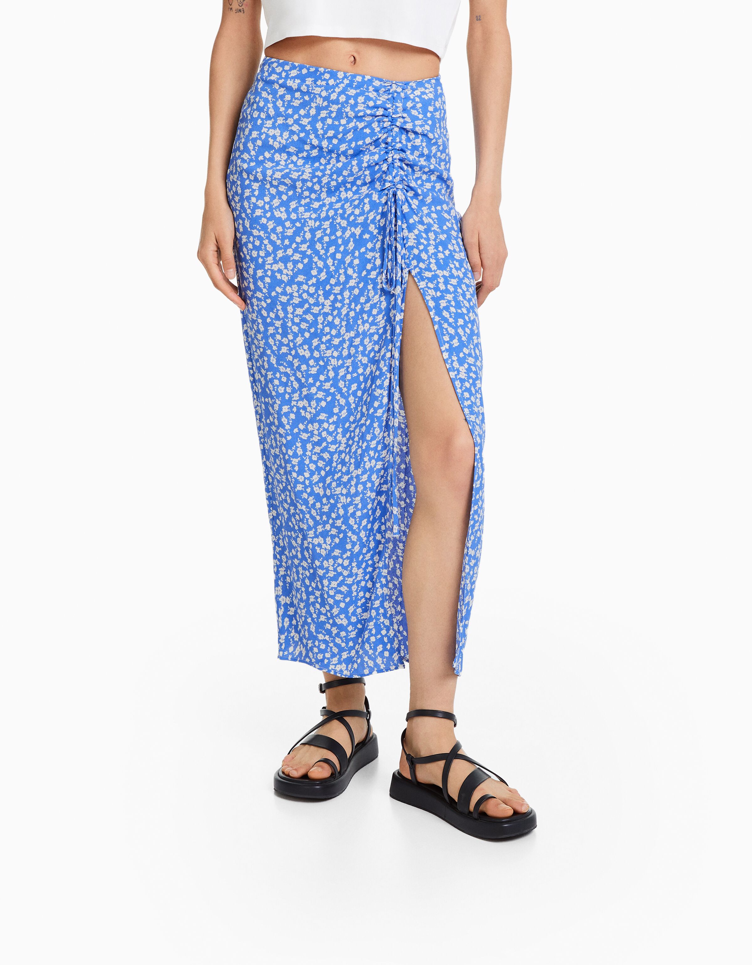 Falda midi print floral