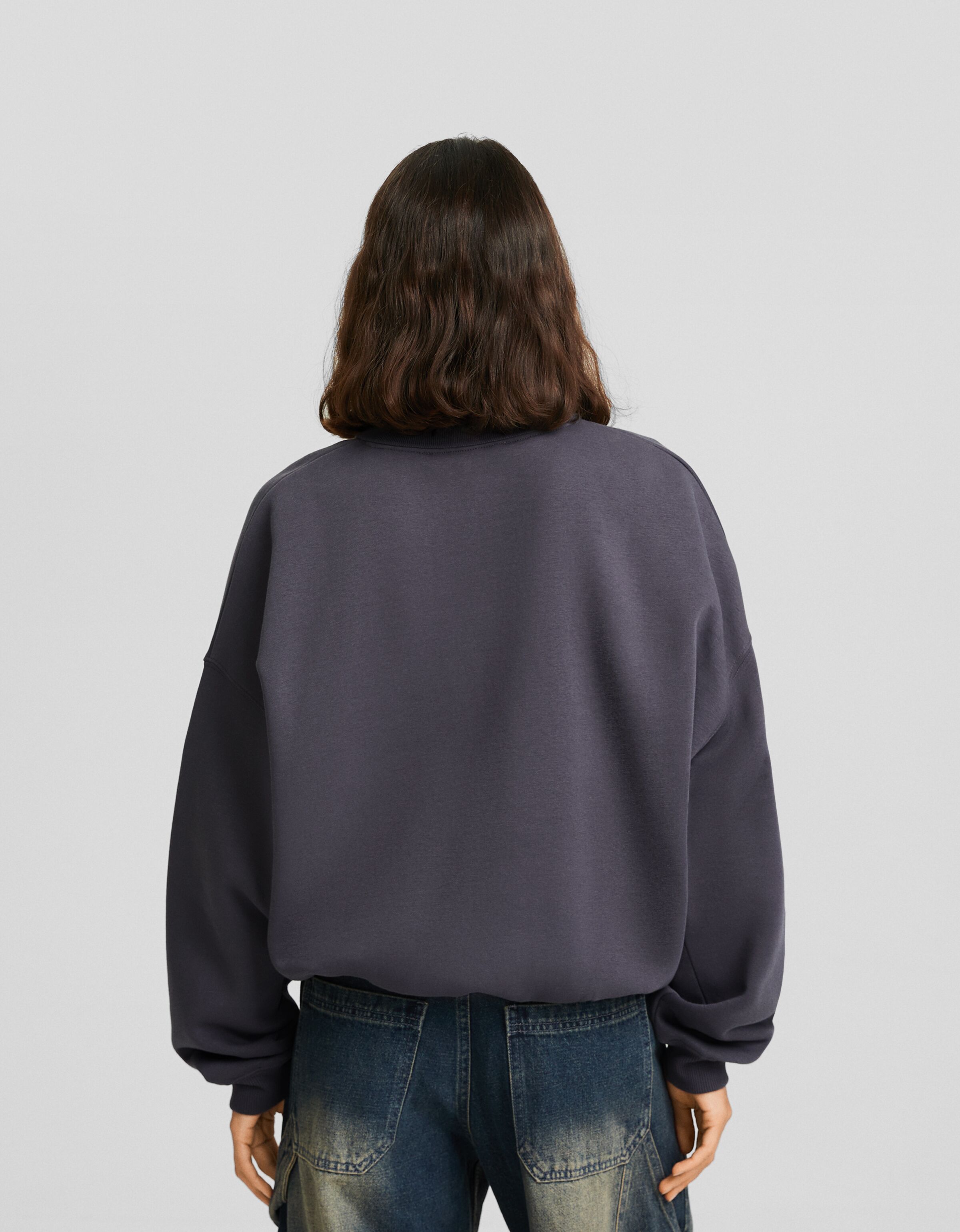 Sudadera cuello polo print