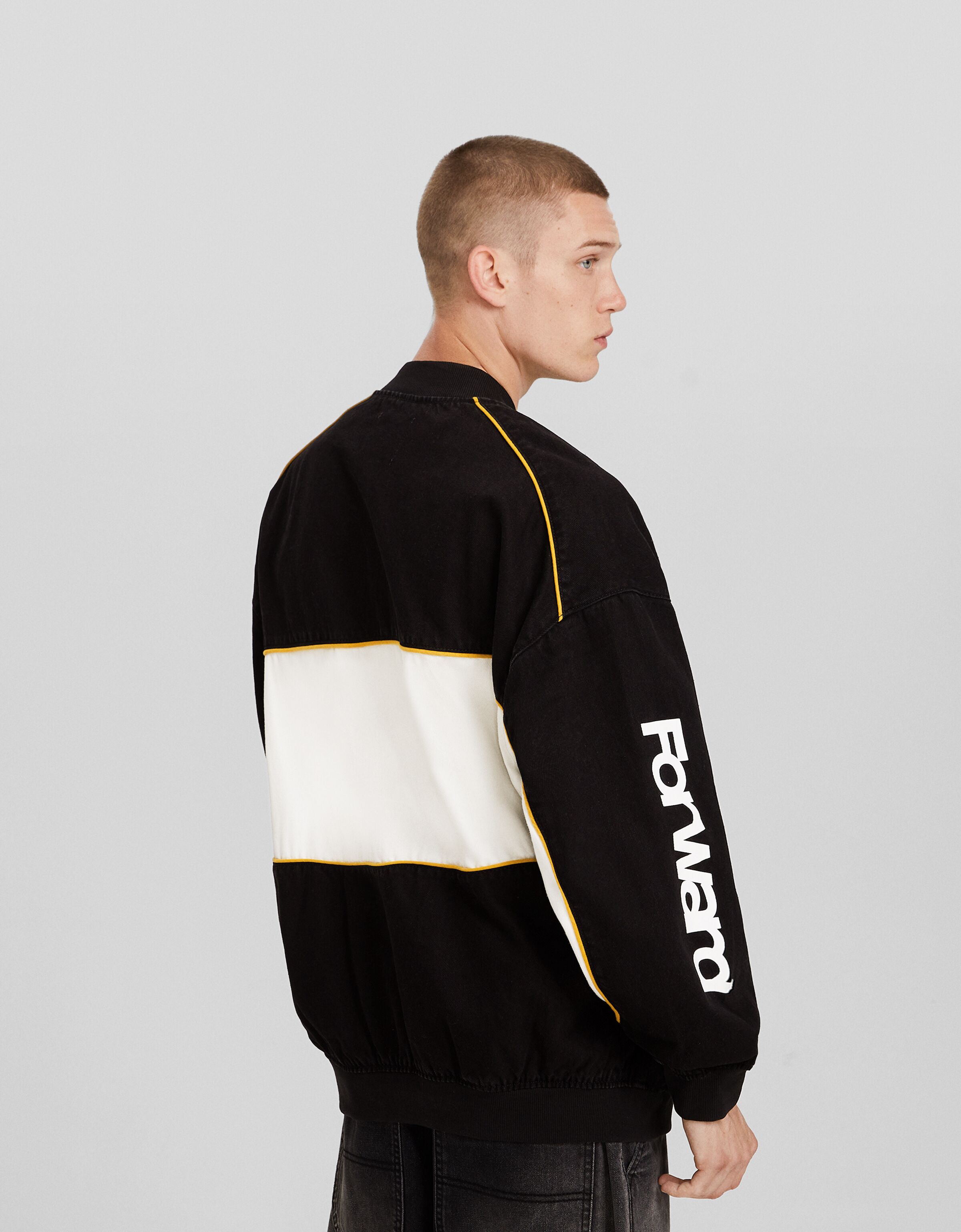 Cazadora denim bomber racing