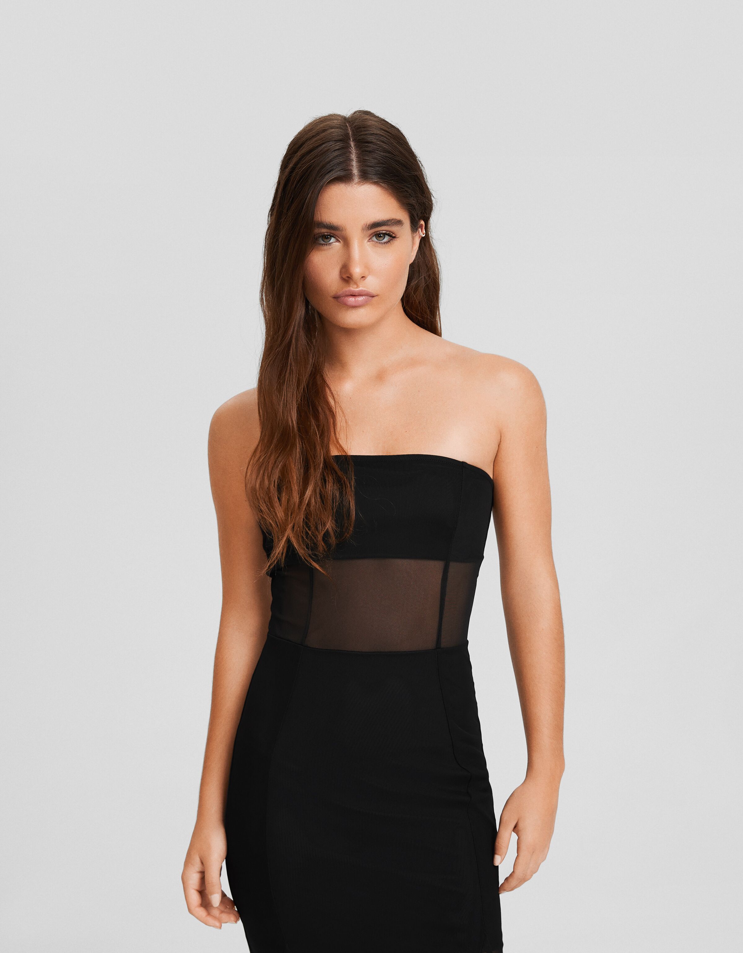 Vestido largo bandeau tul