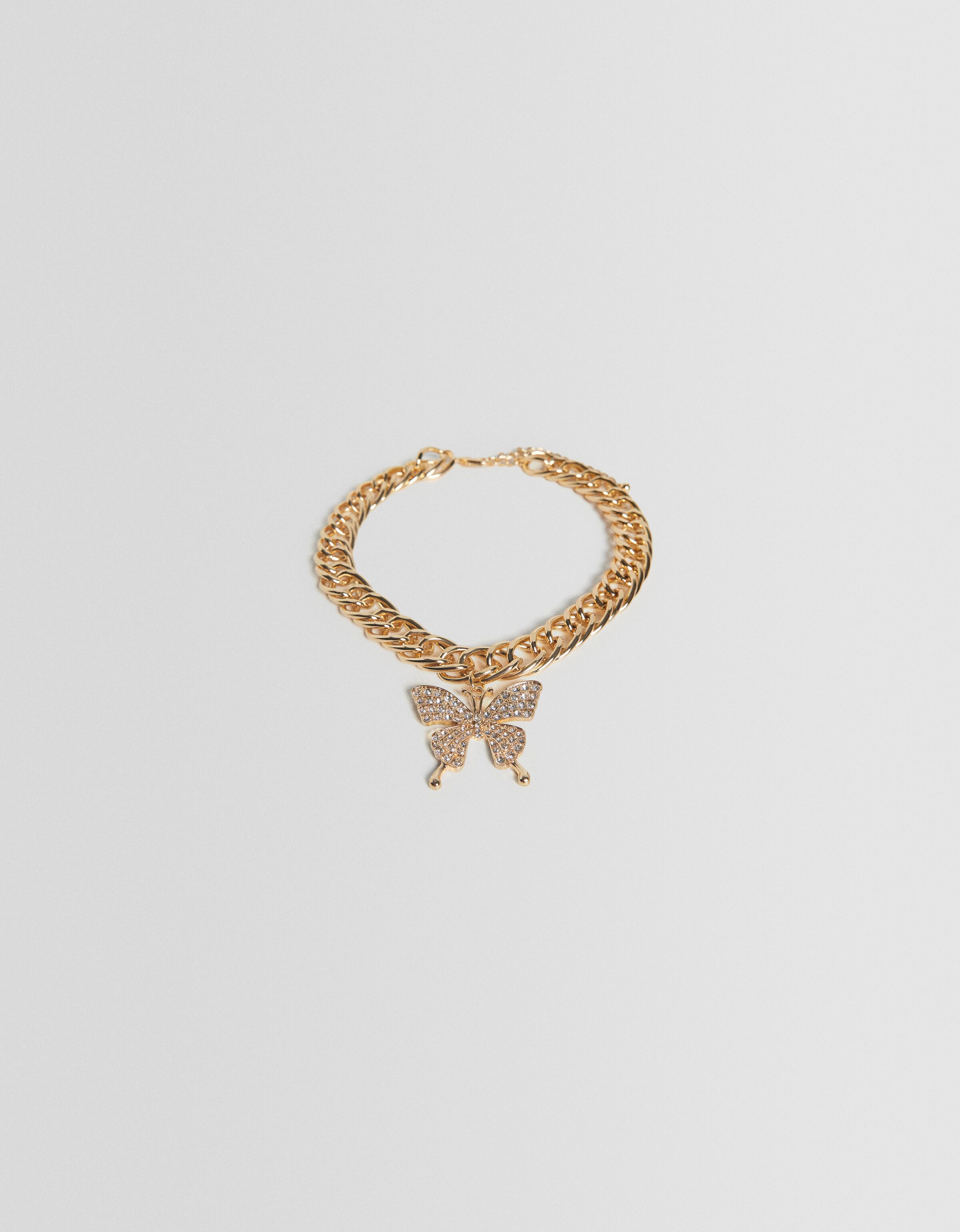 Collar cadena choker mariposa pedrería