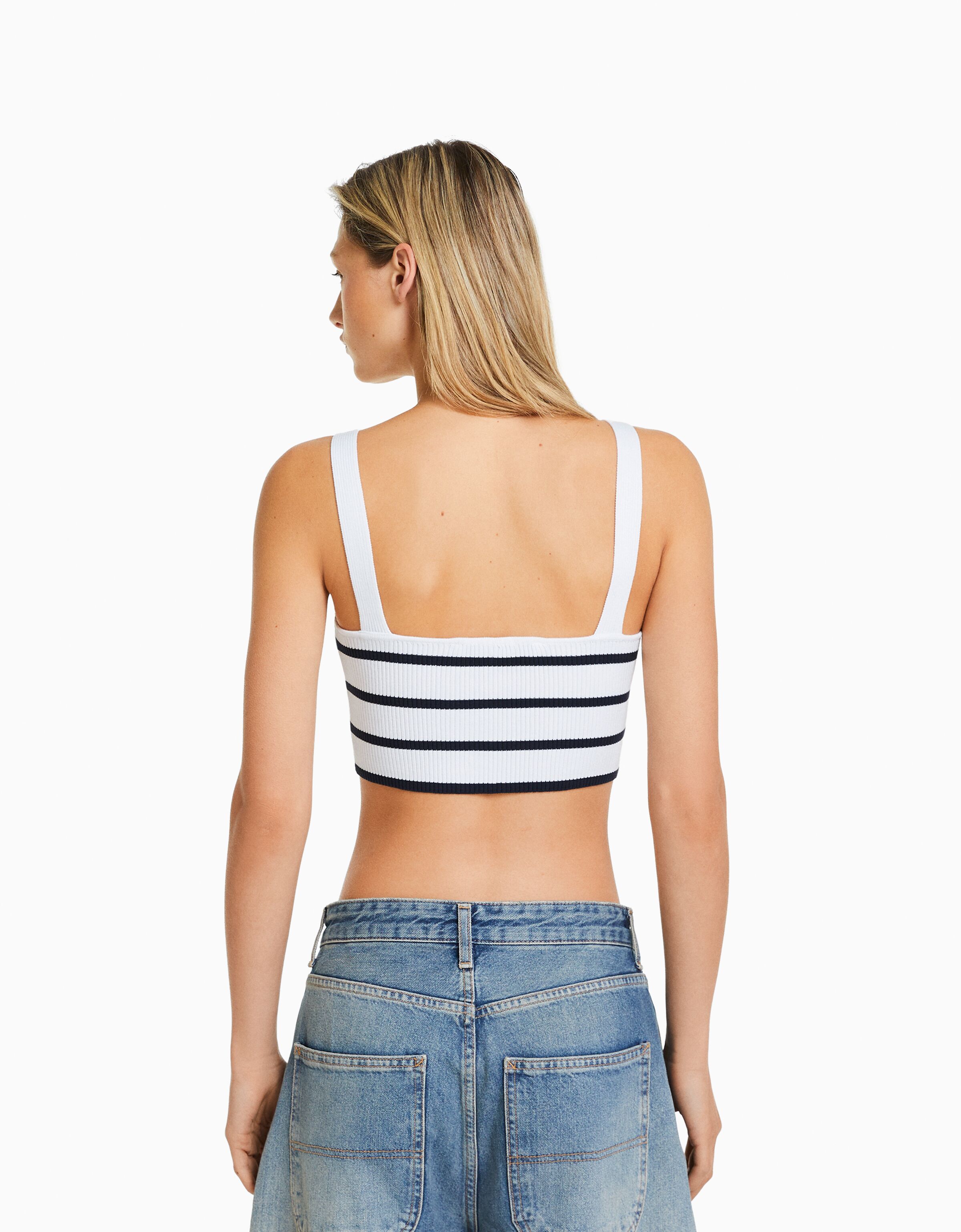 Top escote pico punto rib