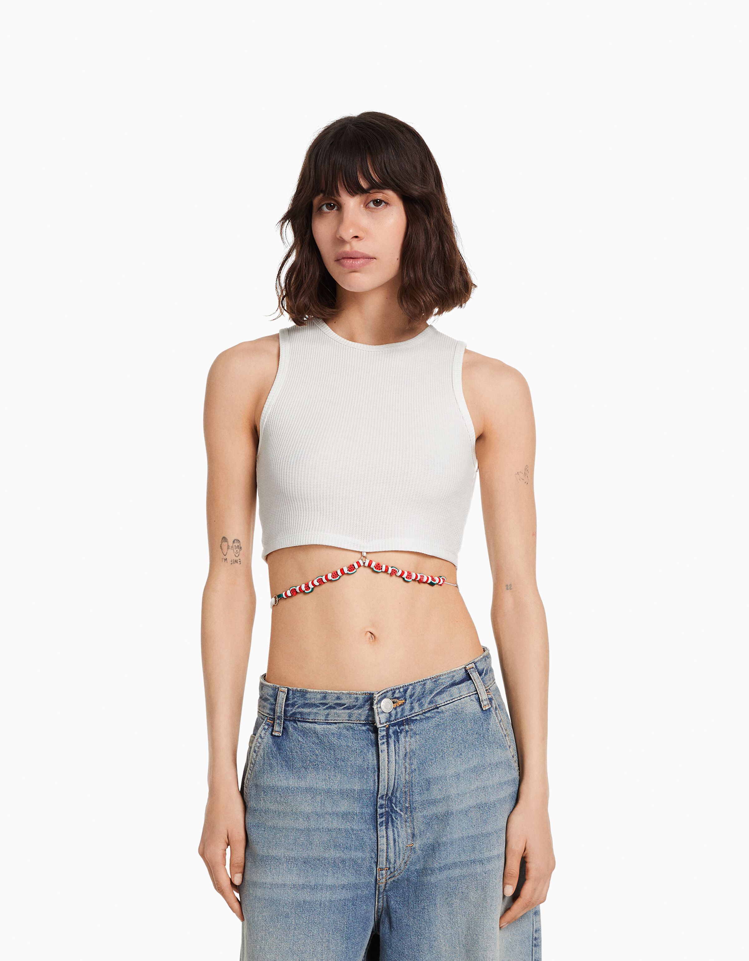 Camiseta sin mangas detalle tiras