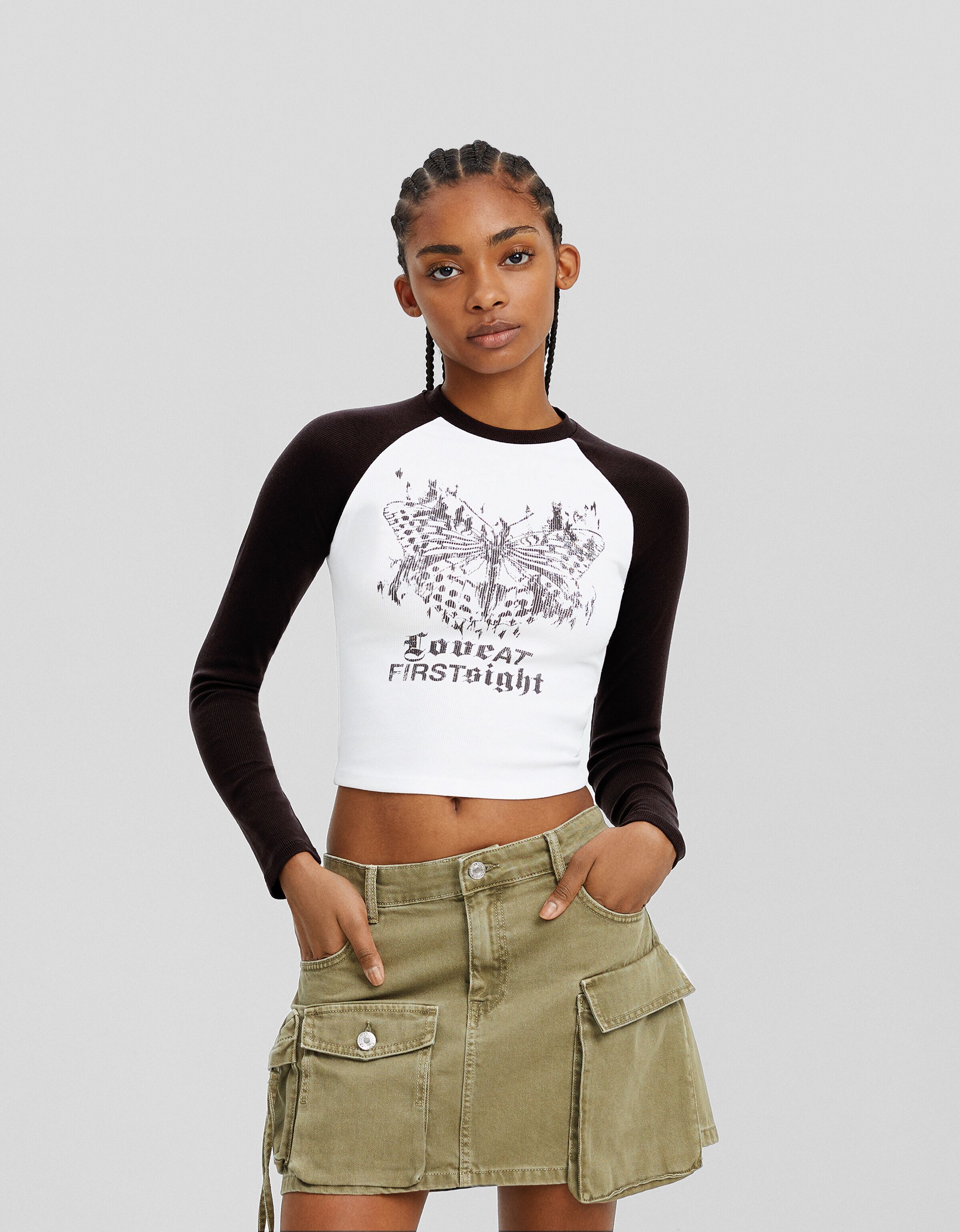 Camiseta manga larga ranglan print