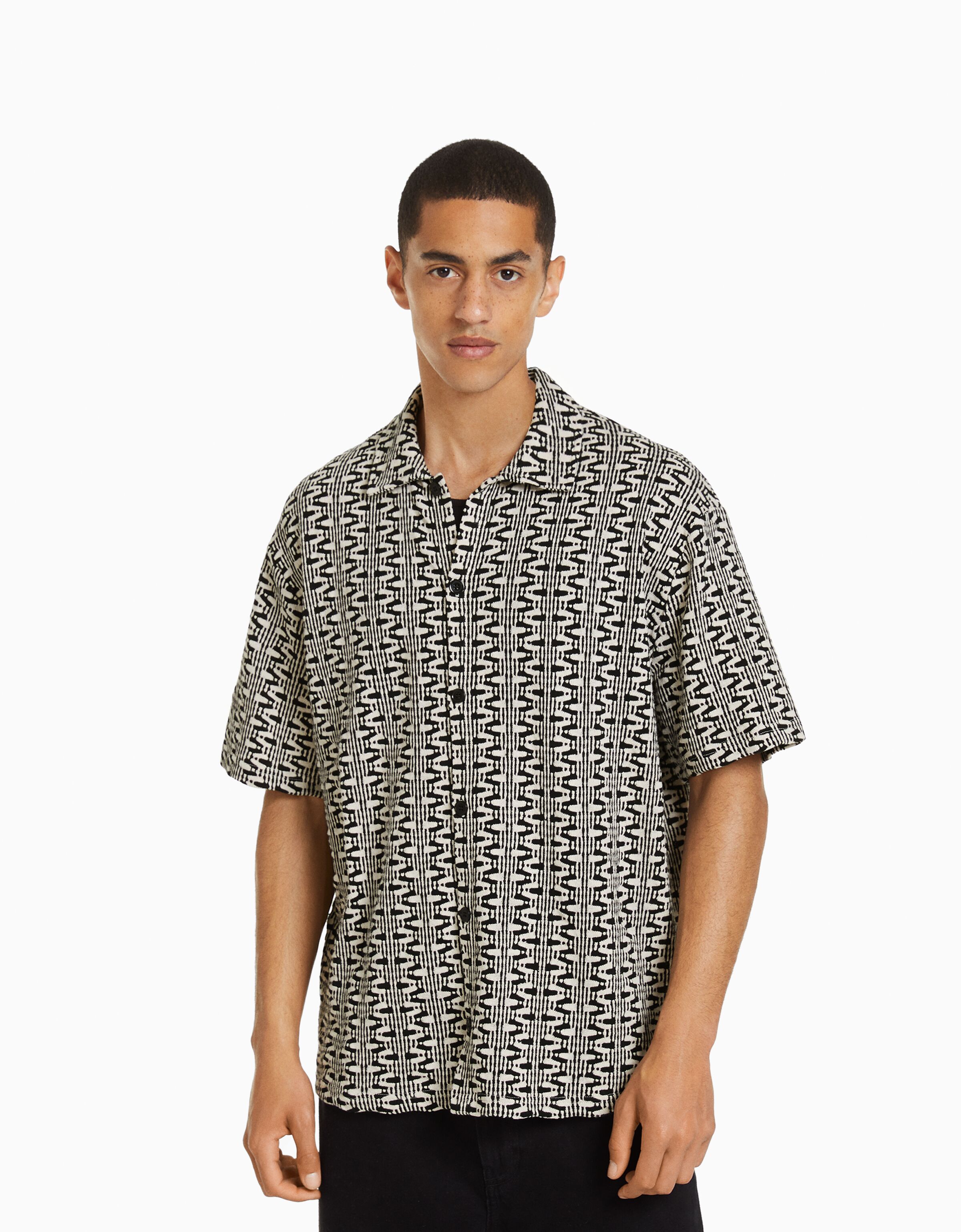 Camisa manga corta estructura print