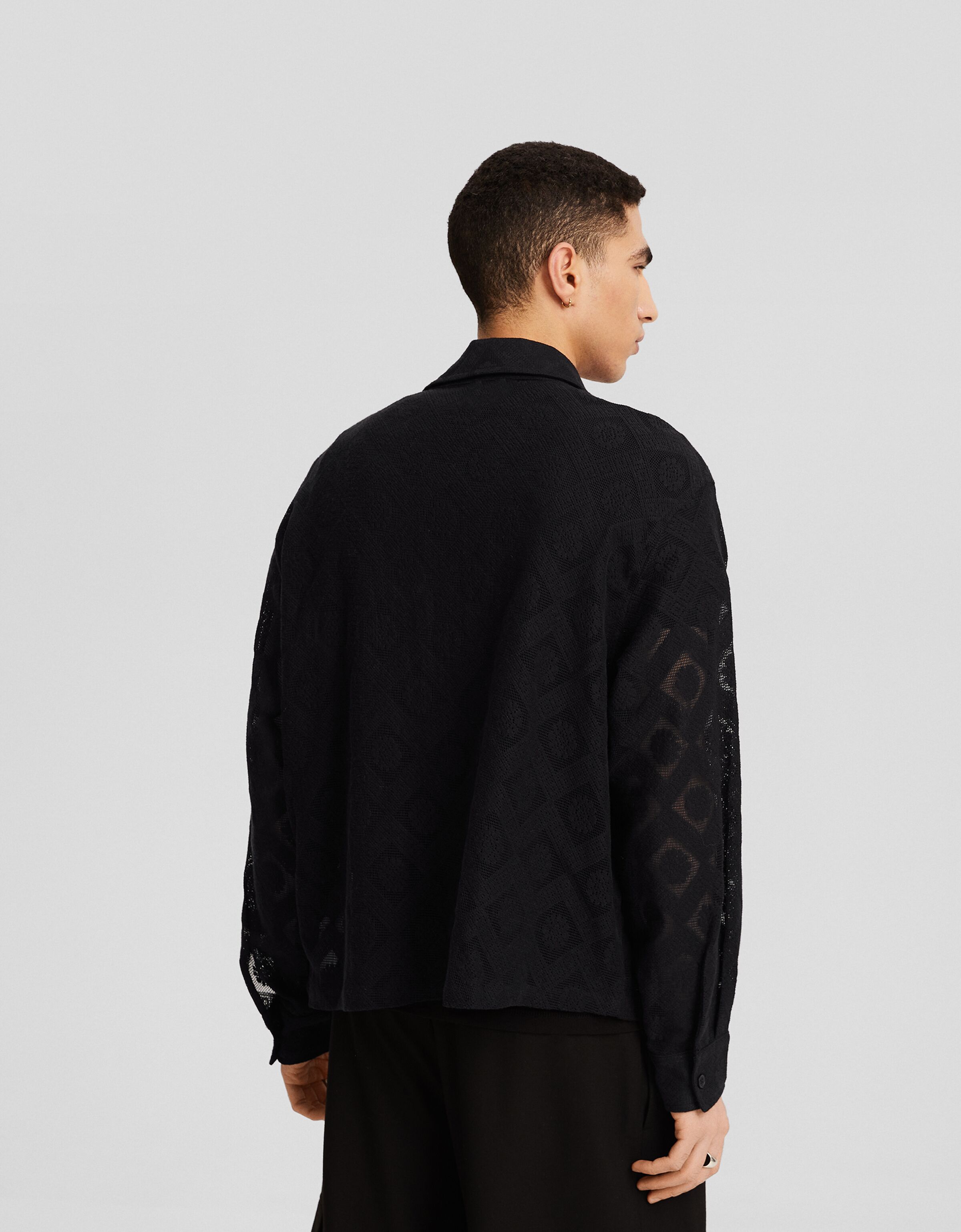 Camisa manga larga encaje cremallera