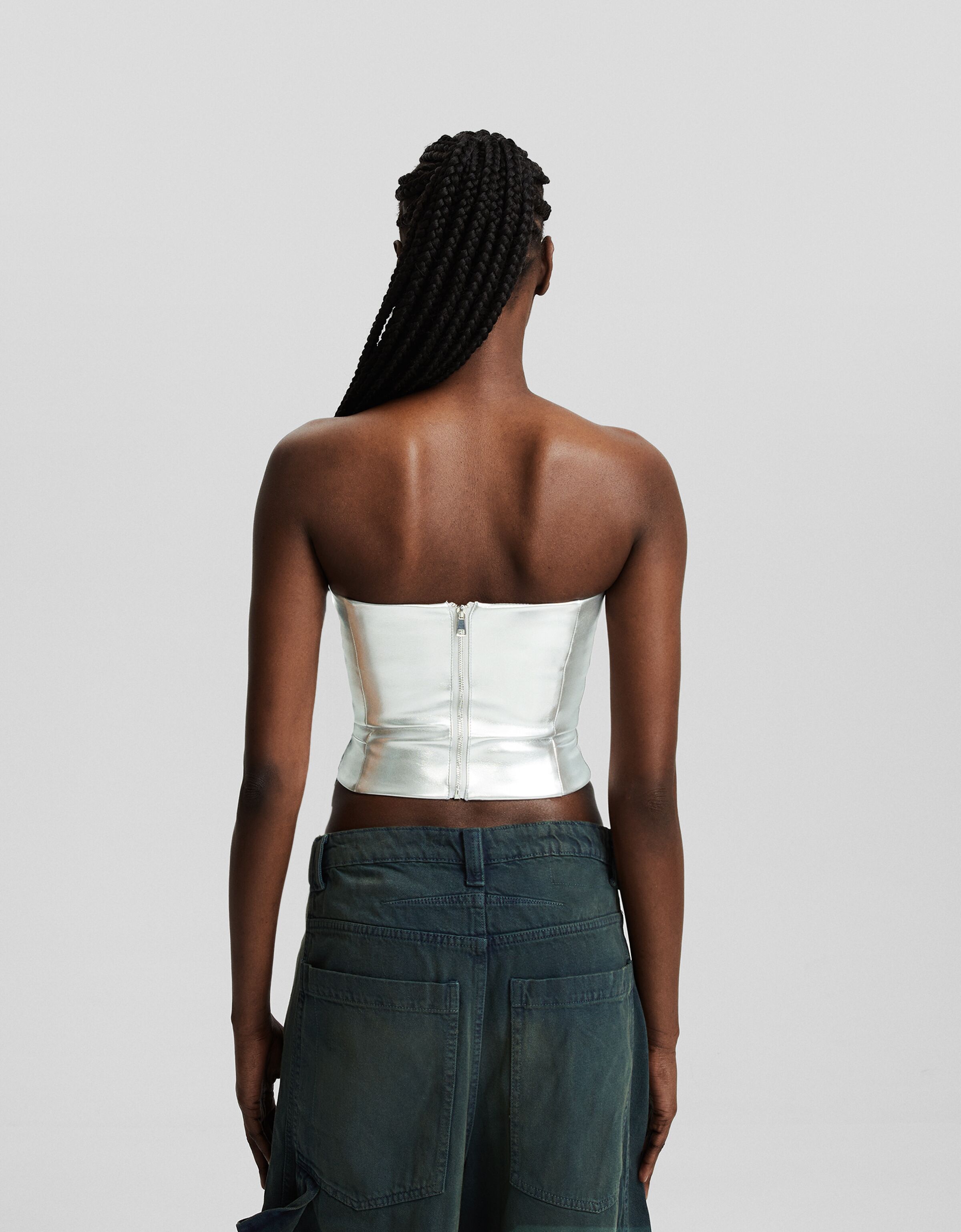 Top cropped bandeau efecto piel