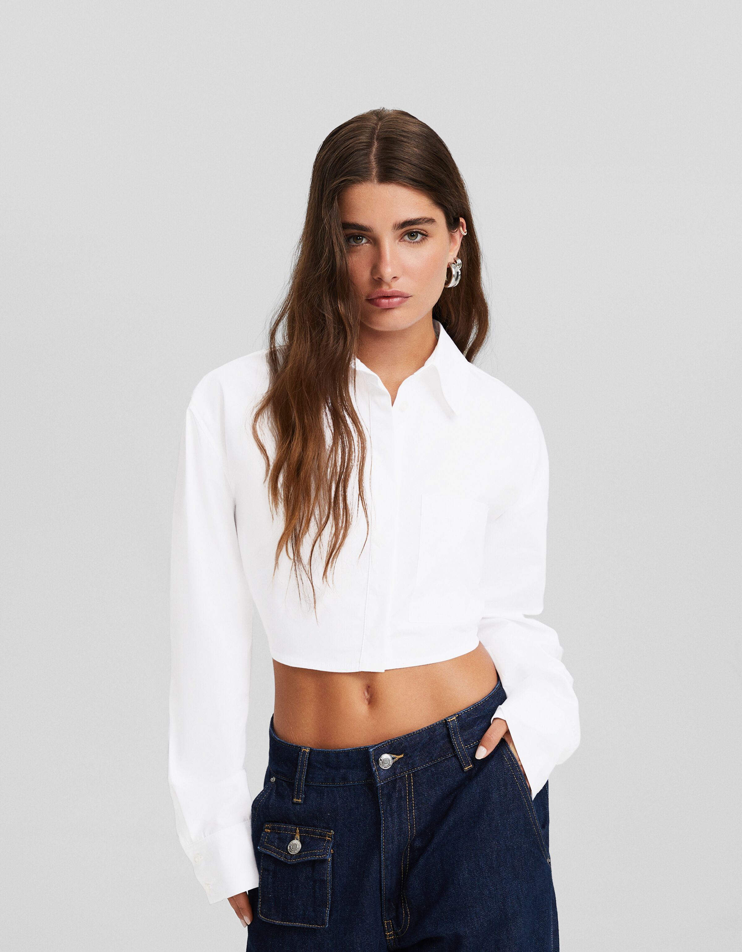 Camisa manga larga popelín detalle espalda