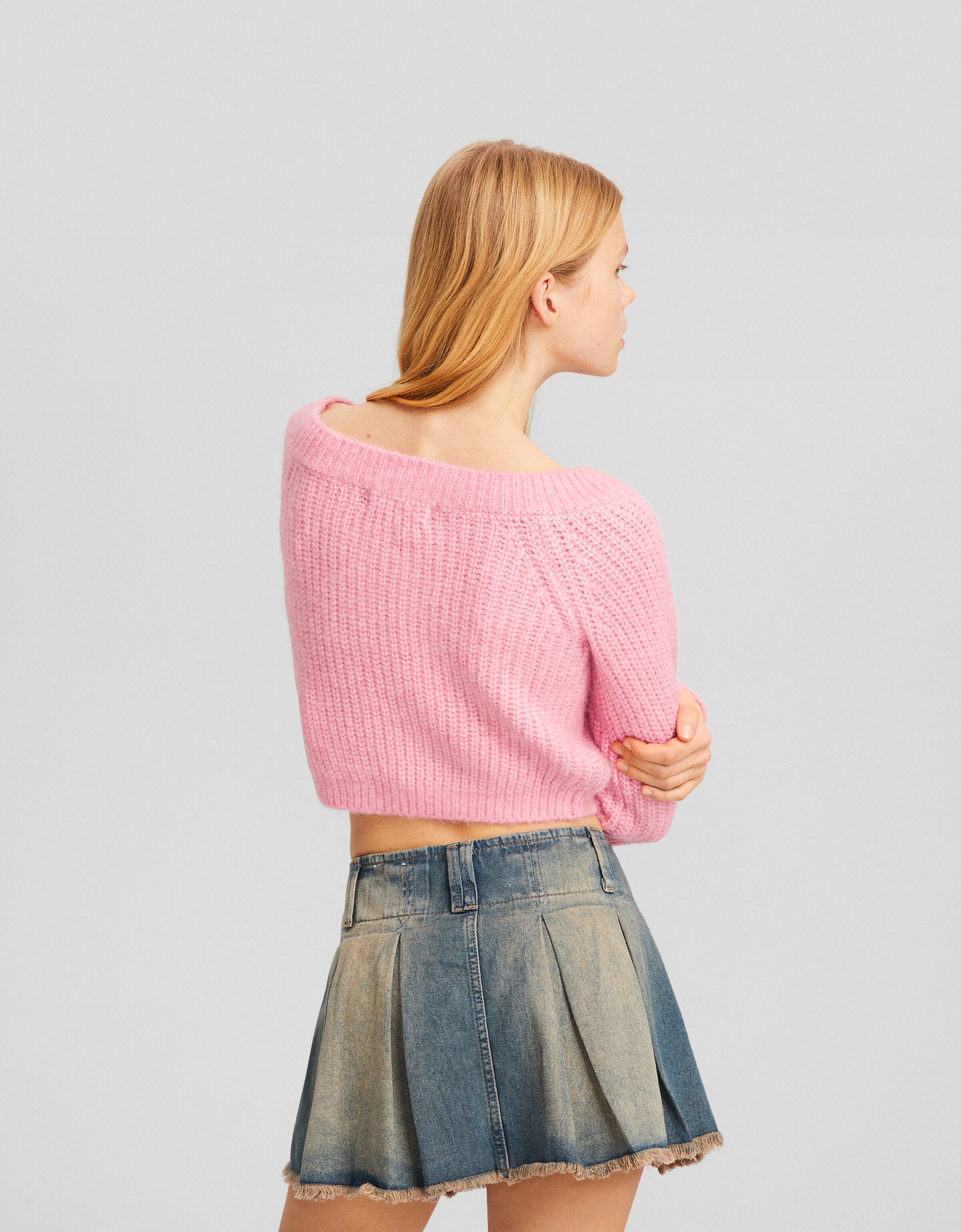 Jersey cropped cuello pico