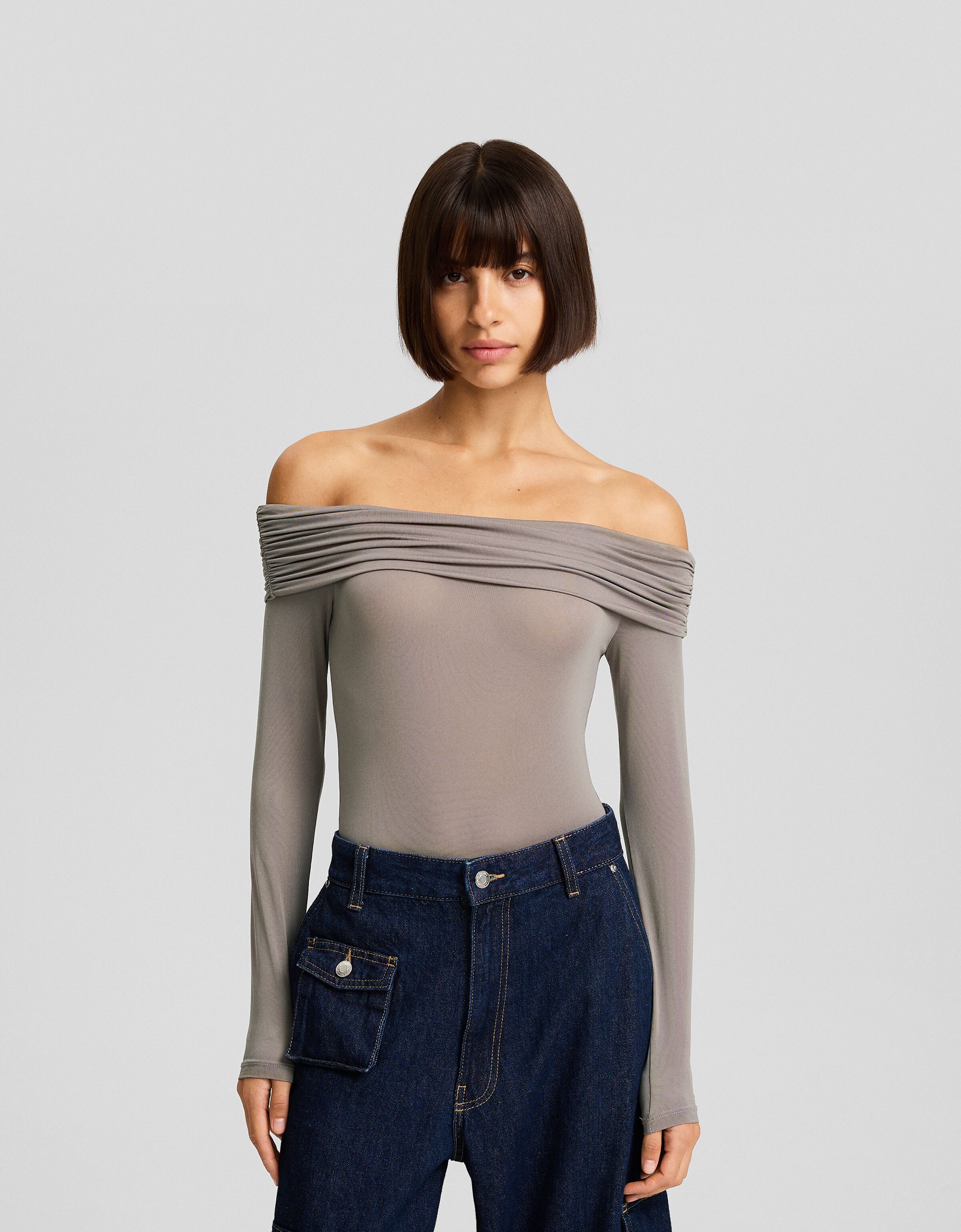 Body manga larga bardot