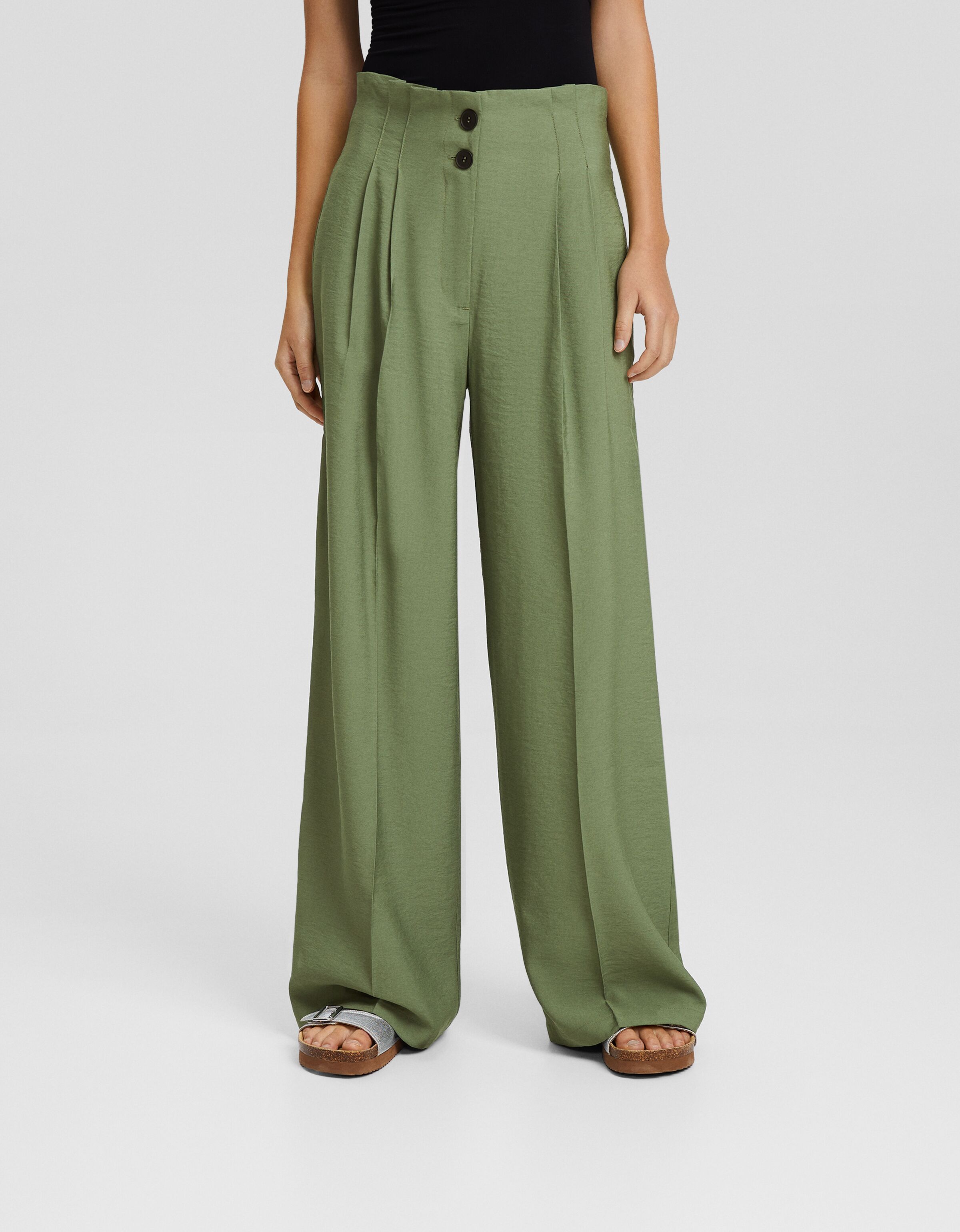 Pantalón wide leg tailoring rústico