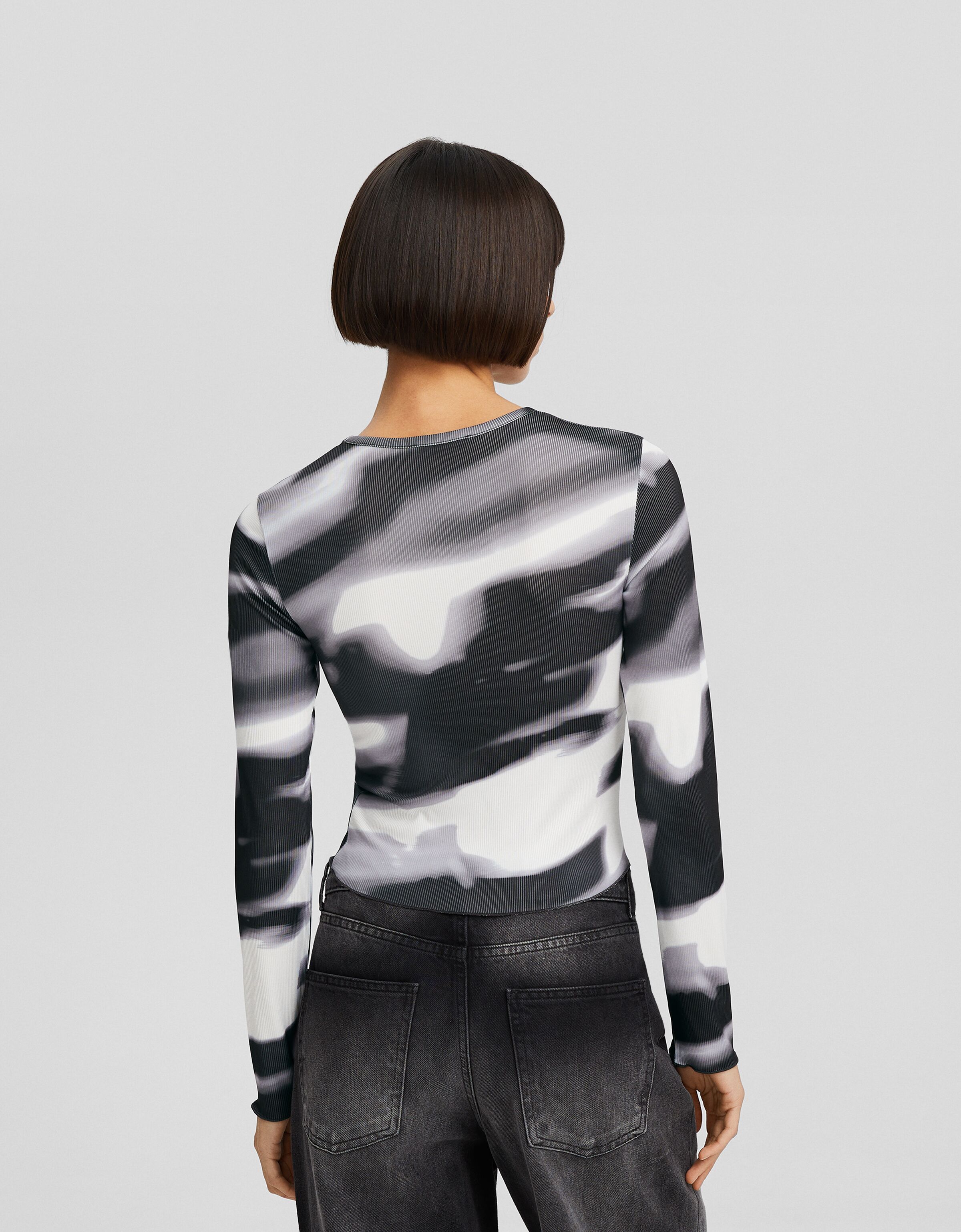 Camiseta manga larga rib print