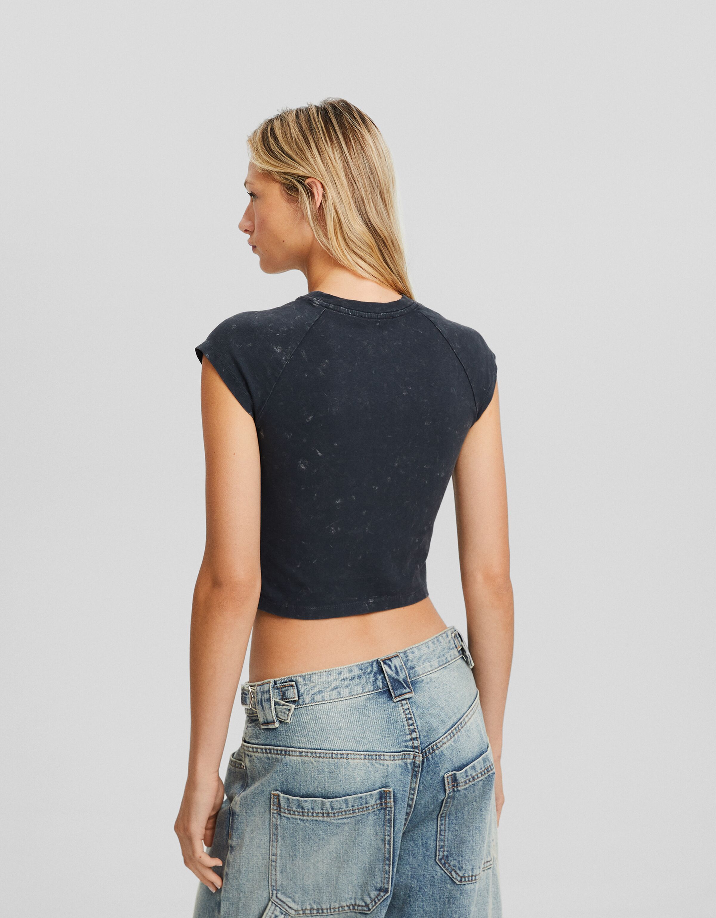 Camiseta manga corta efecto lavado print