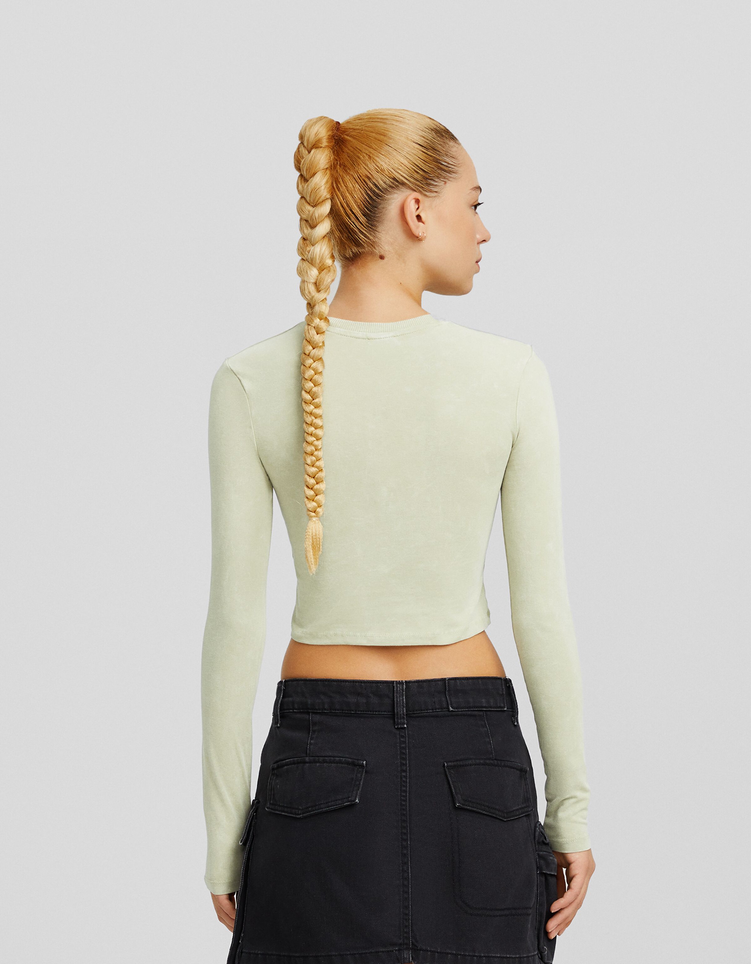 Camiseta manga larga efecto lavado print