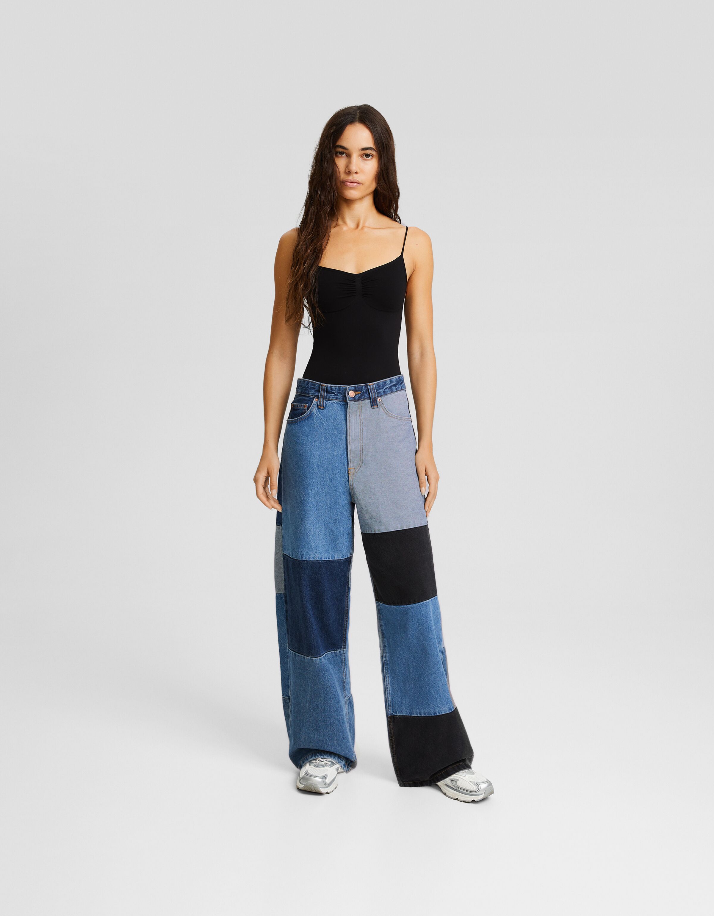 Jeans super baggy color block