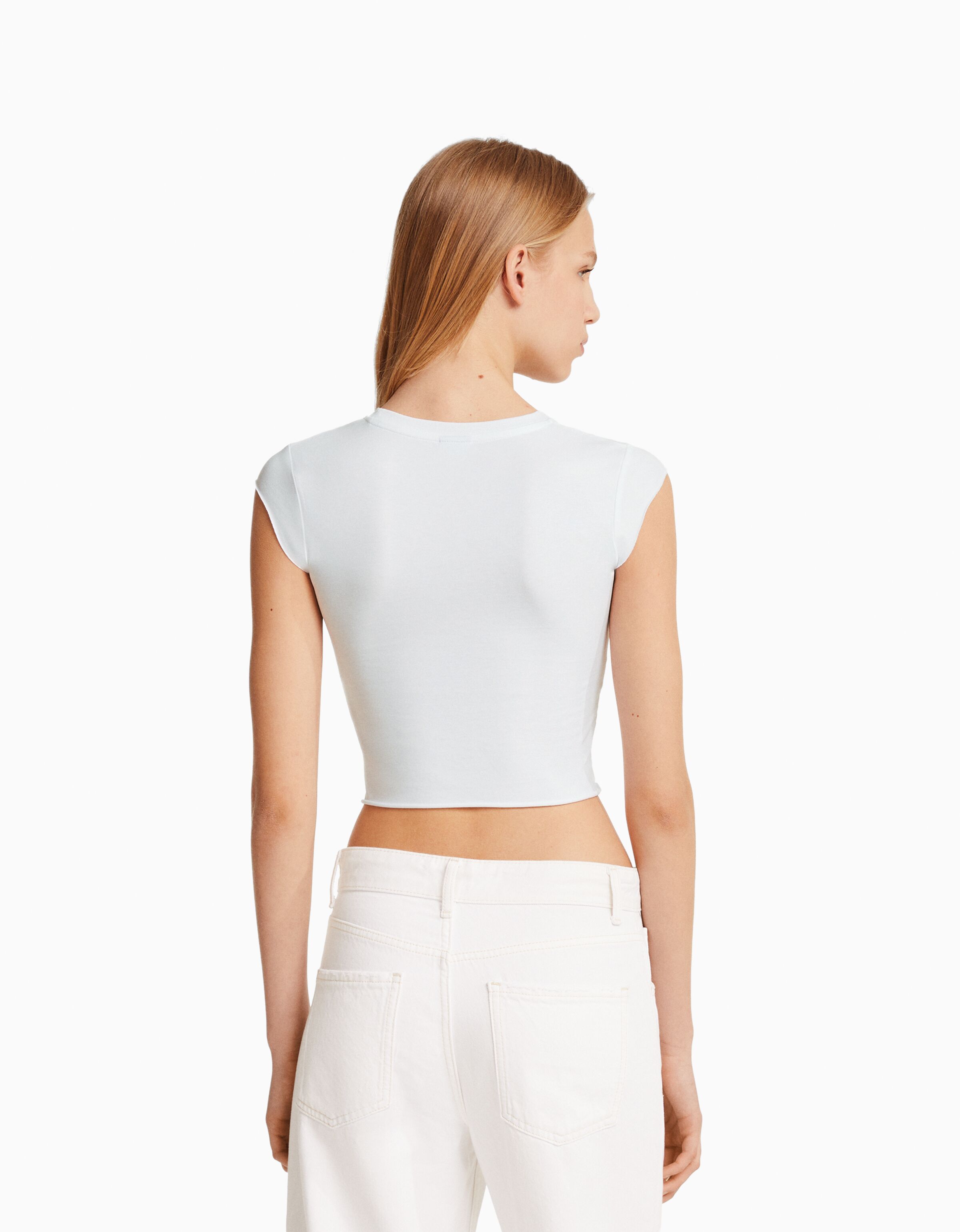 Camiseta manga corta cropped print