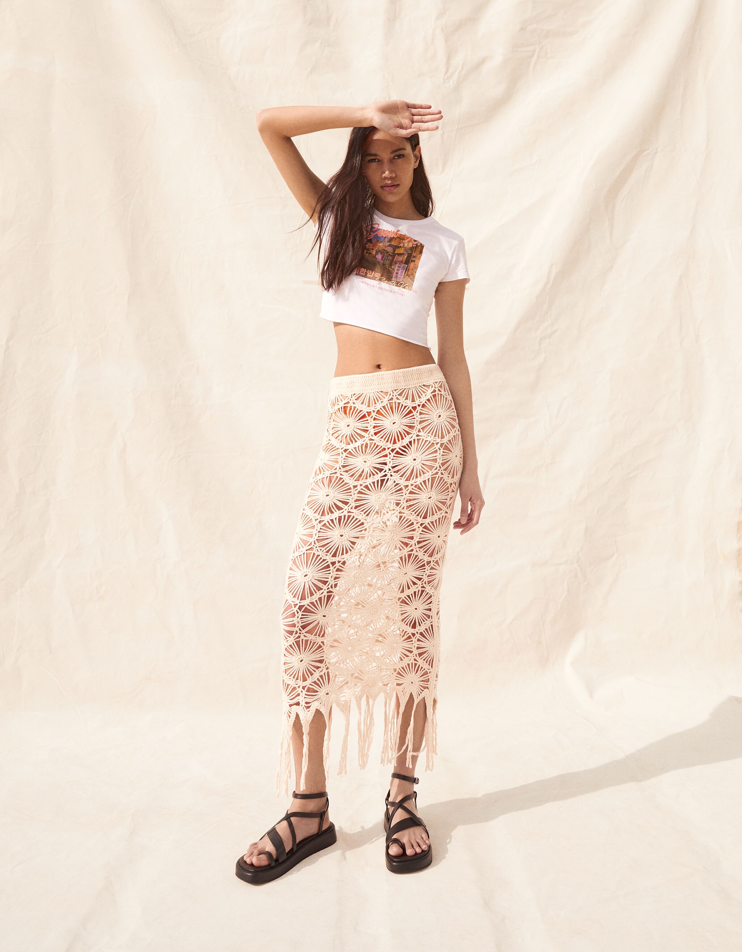 Sandalia plana mini plataforma pulsera