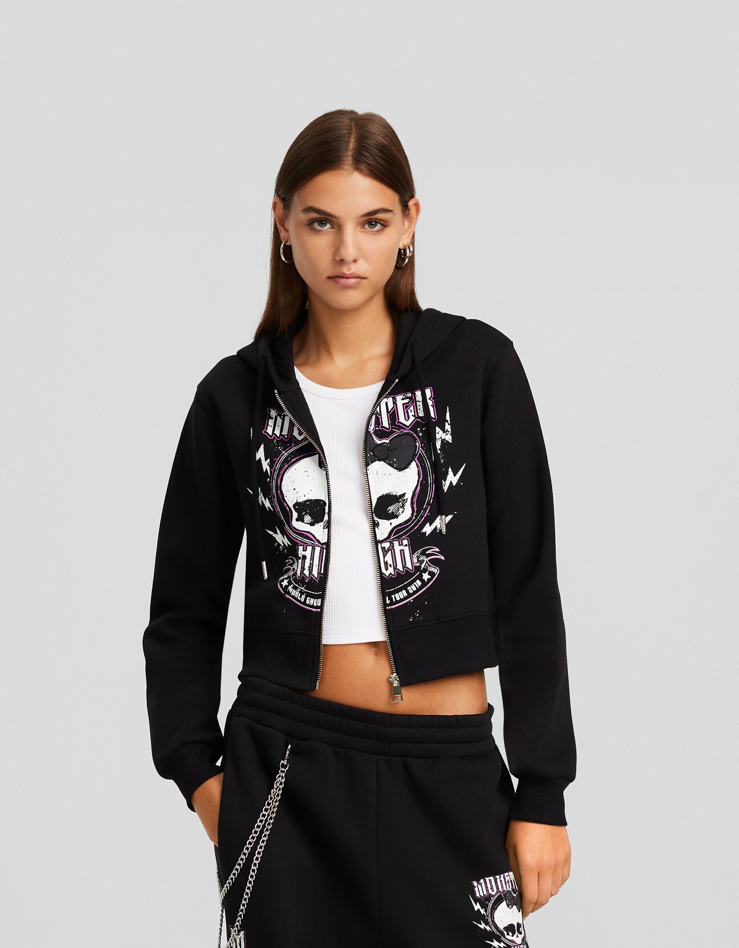 Sudadera Monster High cremallera capucha print