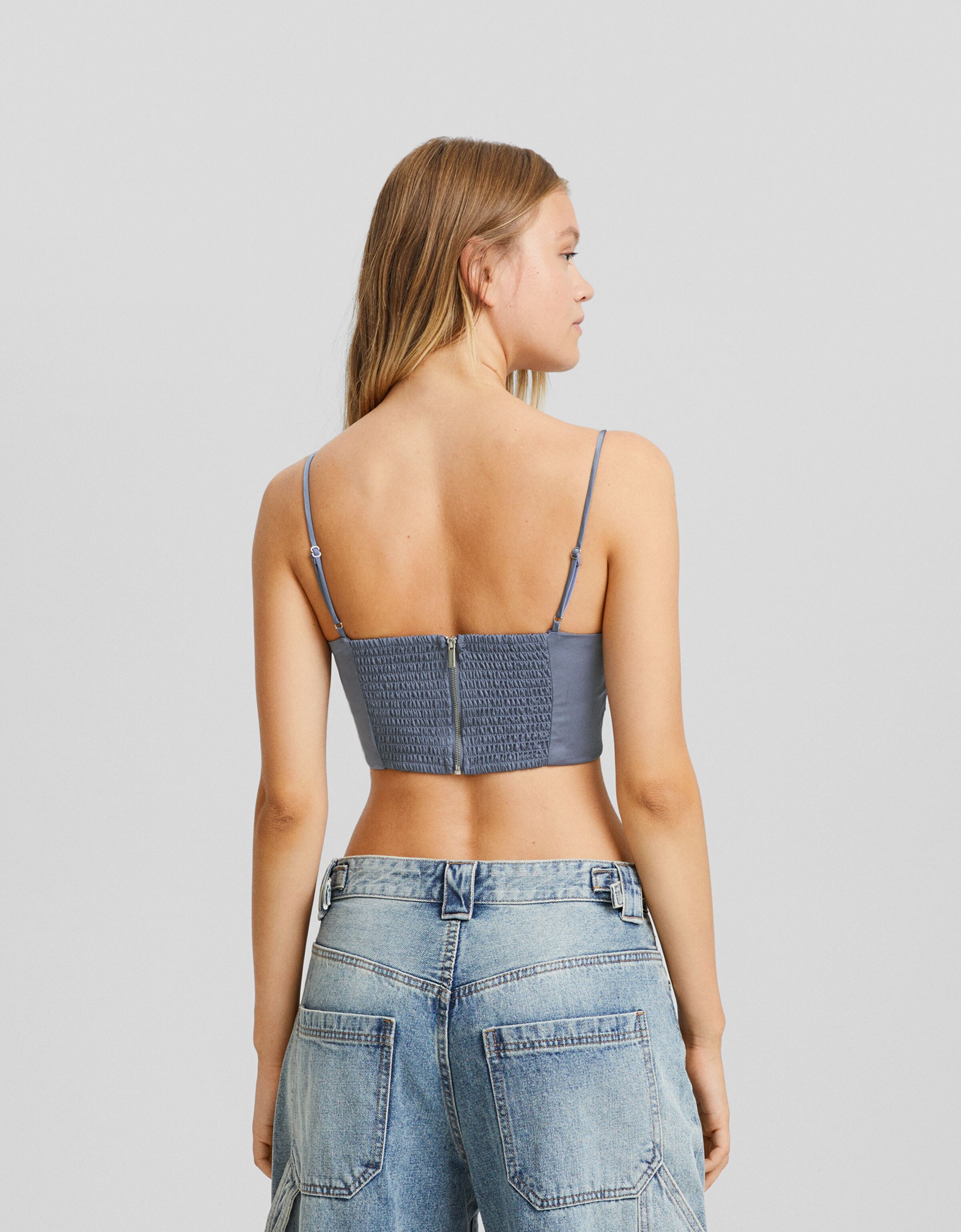 Top corsé tirantes satinado