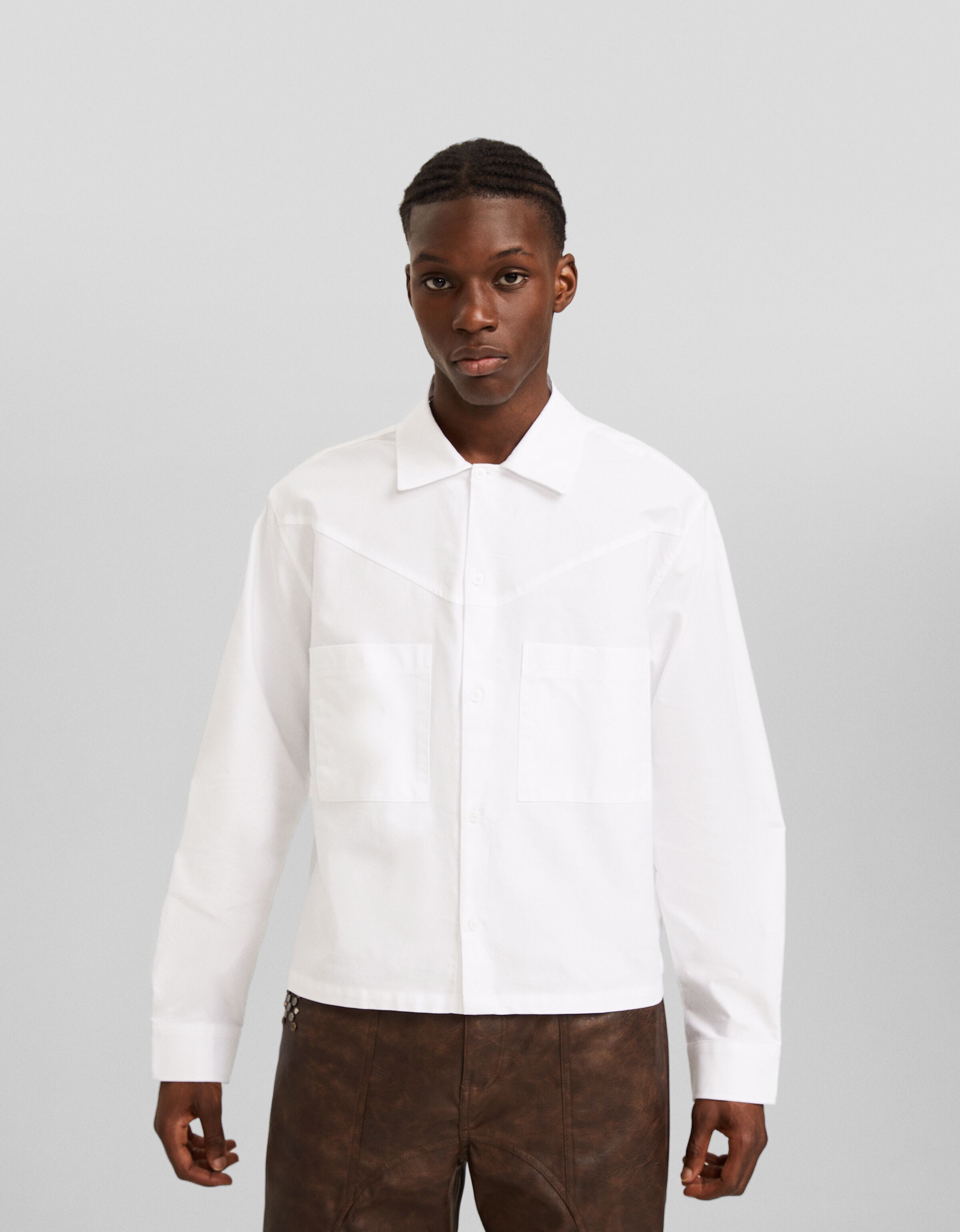 Camisa manga larga cropped oxford